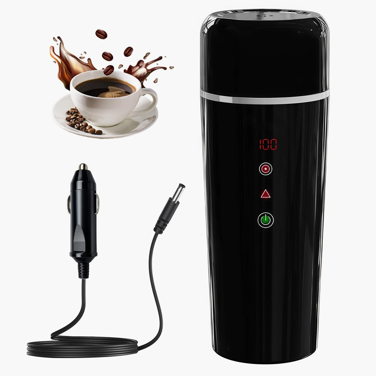 Bouilloire Électrique Portable 12V, 420ml, Acier Inoxydable 304, Noir, Chauffage Rapide, pour Voiture Camion Taxi, Camping Voyage