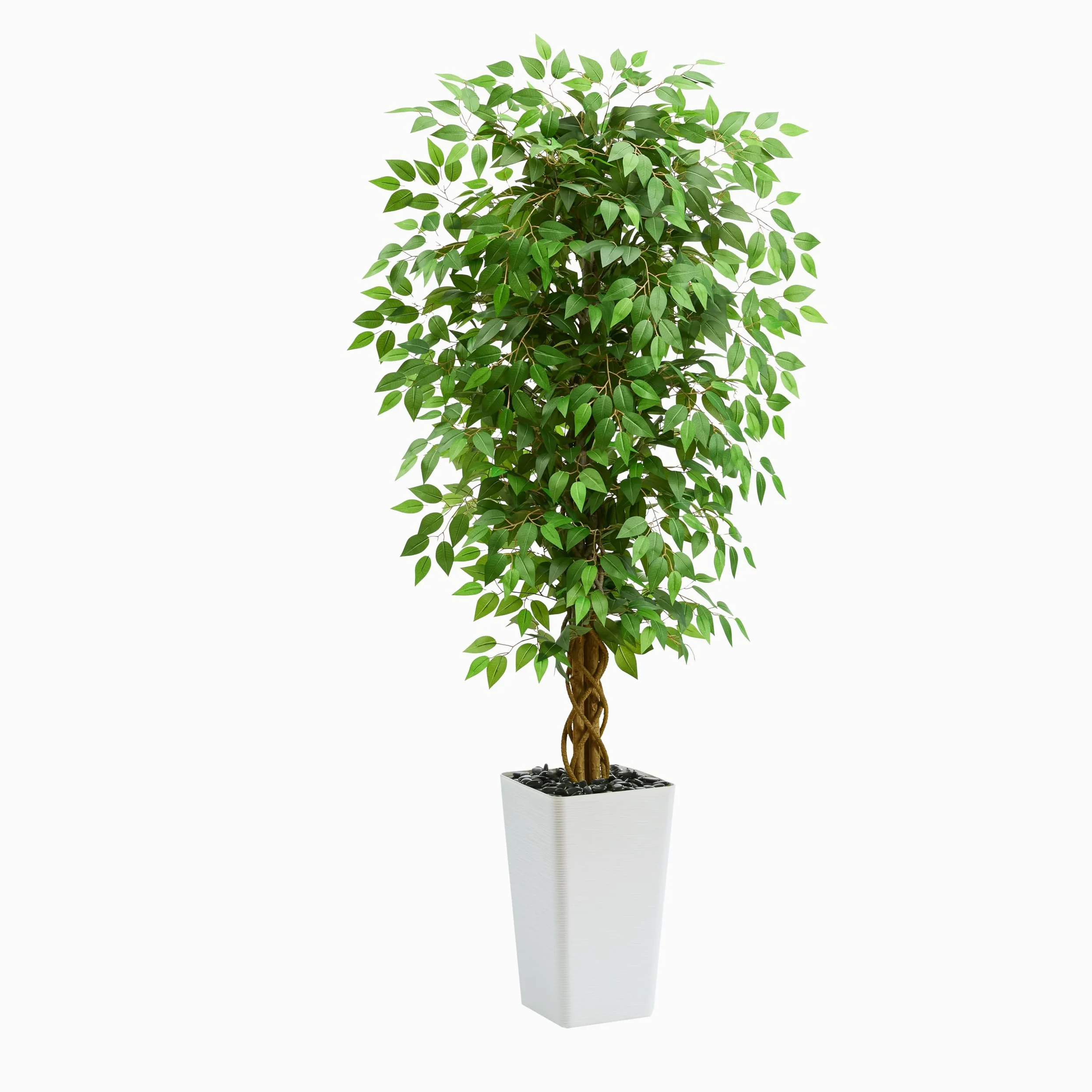 150cm Plantes Artificielles Ficus - Grande Arbre Artificiel, avec Troncs Incurvés Naturels, Fausse Plante pour Une Utilisation Intérieure et Extérieure, Bureaux, Salons ou Décoration de La Maison.