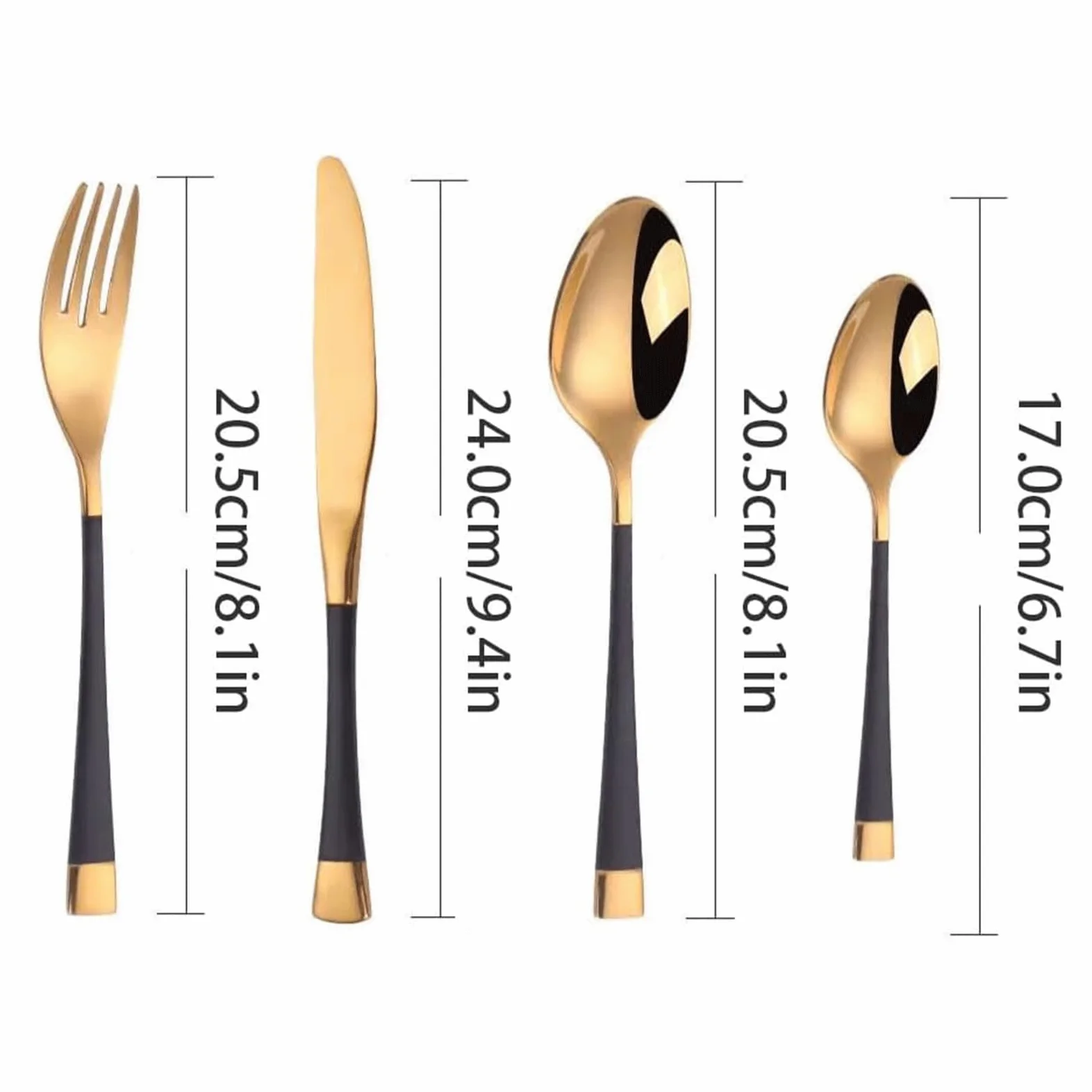 Ensemble de Couverts 4 pièces Couteau Fourchette cuillère en Acier Inoxydable Ensemble d'argenterie Miroir Poli Ensemble de Couverts hôtel Western dîner fourchettes