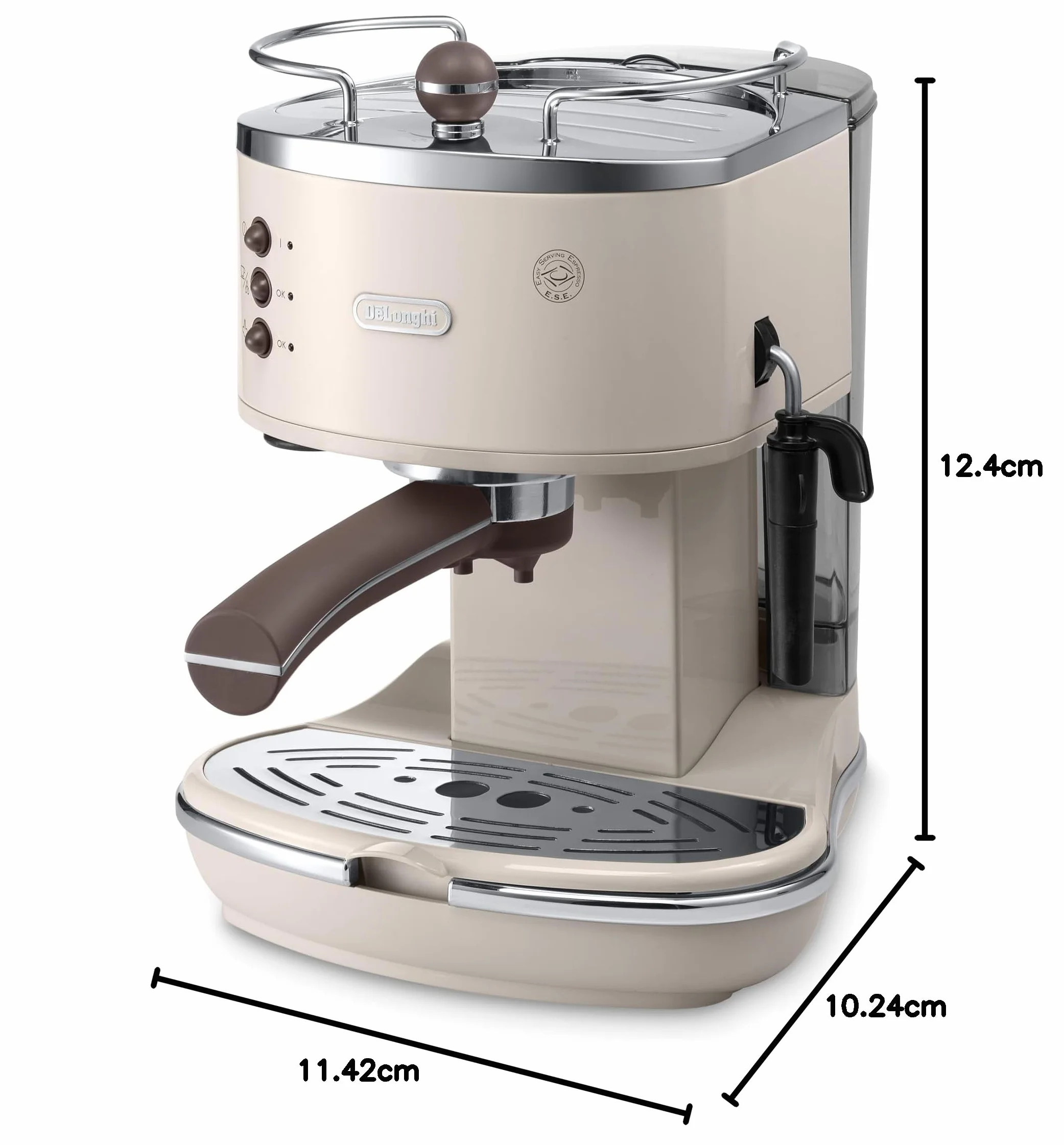 De'Longhi Vintage Icona Traditionnelle Barista Pompe Espresso Machine, Cafetière et Cappuccino, ECOV311BG, 1.4L, Crème