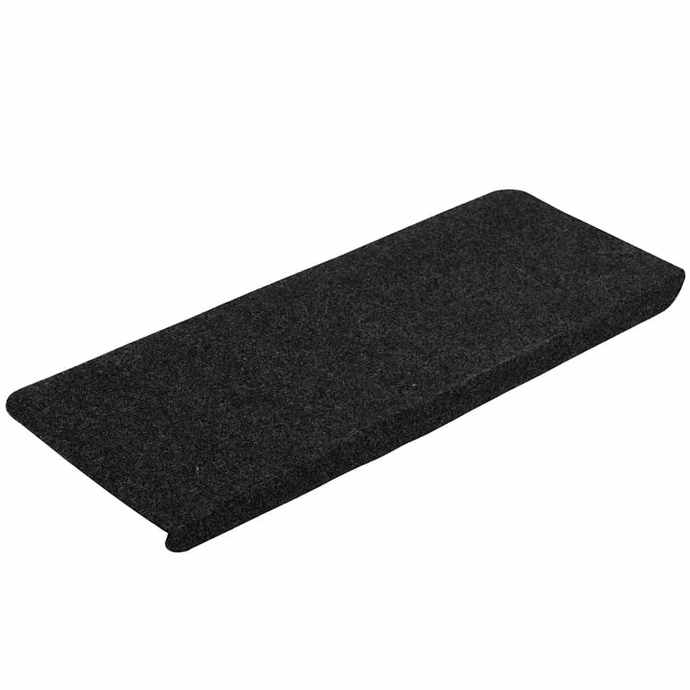 vidaXL Tapis d'Escalier Auto-adhésifs 15 pcs, Protections d'Escalier Antidérapantes, Moquettes de Marches, Couvre-marches, 65x24,5x3,5 cm Noir