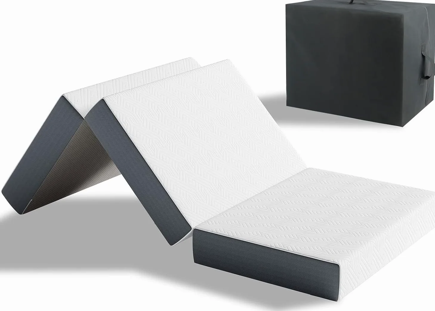 Vesgantti Matelas pliant 90 x 190 x 15 cm 3 pièces en mousse gel Matelas pliable pour lit d'invités Lit de voyage Peu encombrant Certifié Öko-Tex