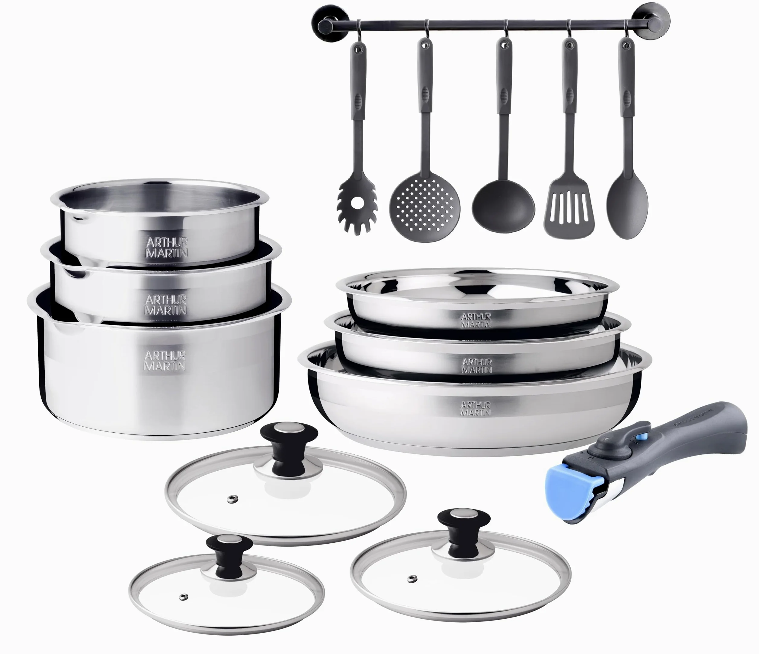 Arthur Martin 5535 batterie 15 pcs inox, Acier Inoxydable, 9 x 26 x 5 cm