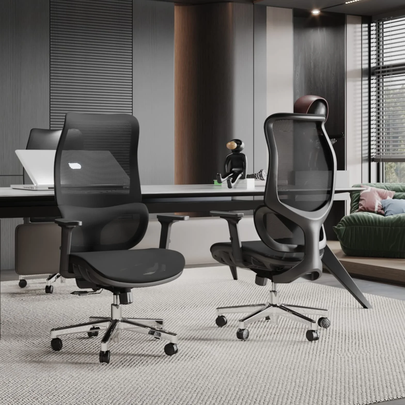 JOYFLY Chaise Bureau Ergonomique, Chaise de Bureau avec Assise Réglable, Fauteuil de Bureau avec Soutien Lombaire, Siege Bureau Chaise Gaming Ordinateur Maille,Adulte,150kg(Noir)