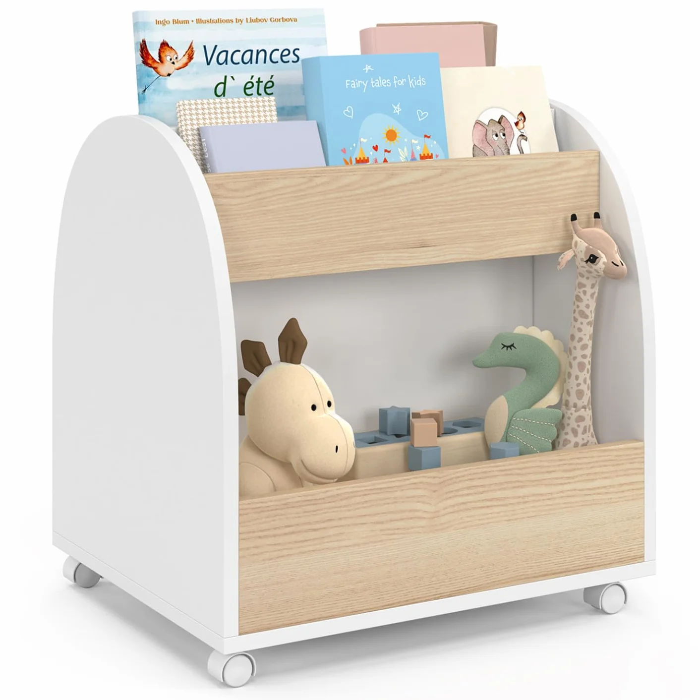 IDMarket - Bibliothèque pour Enfant Andreas sur roulettes hêtre et Blanc