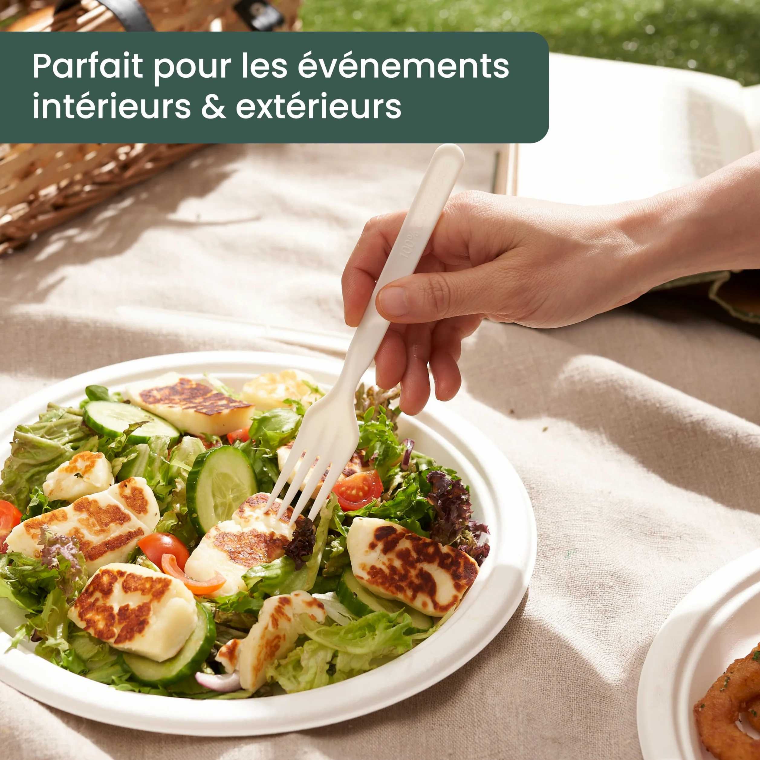 HAAGO 200 Fourchettes Réutilisables en PLA Blanc 18 cm / 7" – 100% Naturel, Lavables, Compostables, Solides – Pour Repas, Fêtes, BBQ, Buffet, Traiteur