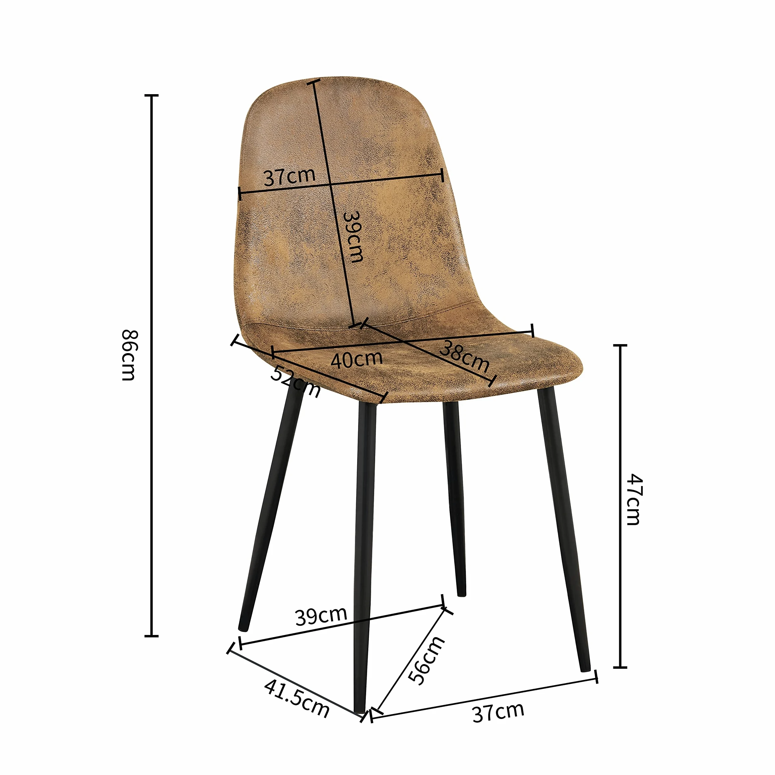FurnitureR 4 PCS Chaises de Salles de Réunion en Suède, Chaise Marron, Design Contemporain, Matériau en Métal Durable, pour Bureau ou Maison, Élégance et Confort