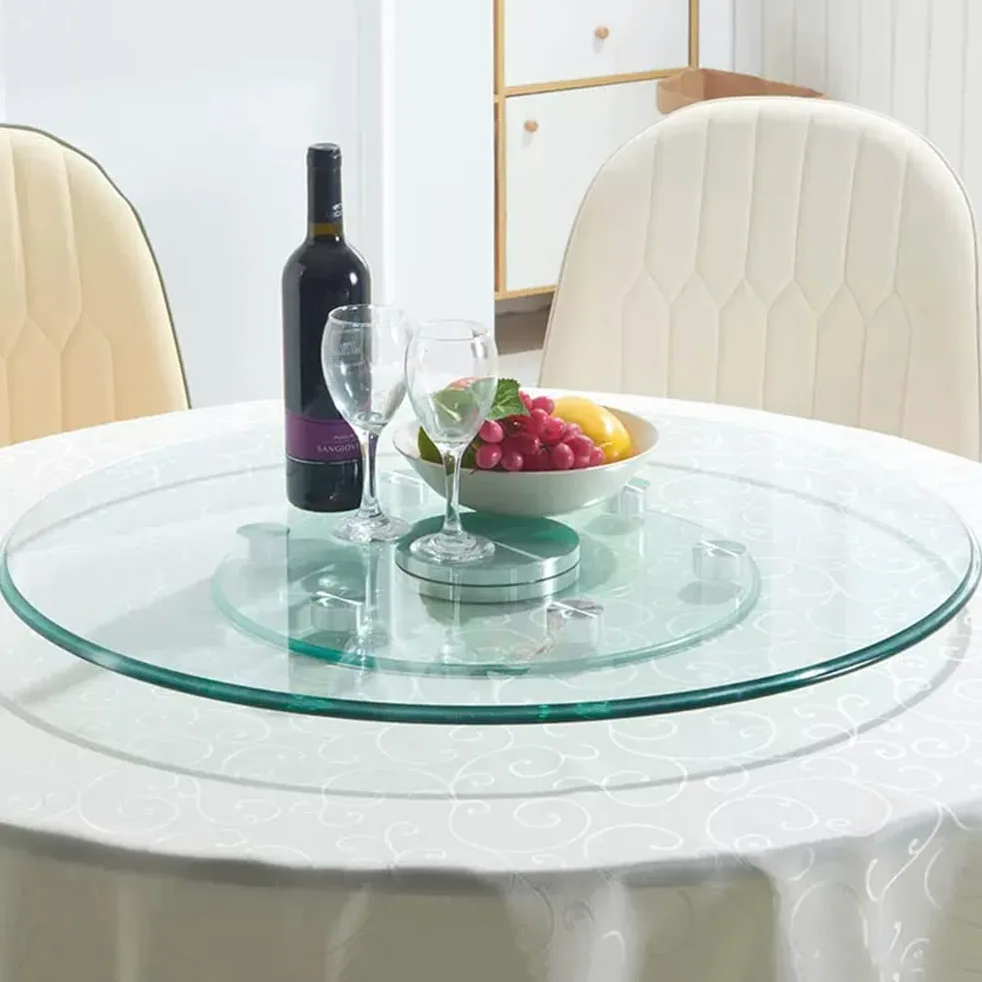 NILZA Tournant Verre Rotatif Plateau De Service pour Cuisine, 100cm Lazy Susan Grande Présentoir À Gateaux, Plateau Tournant avec Roulement Silencieux (Size : 100cm/40in)