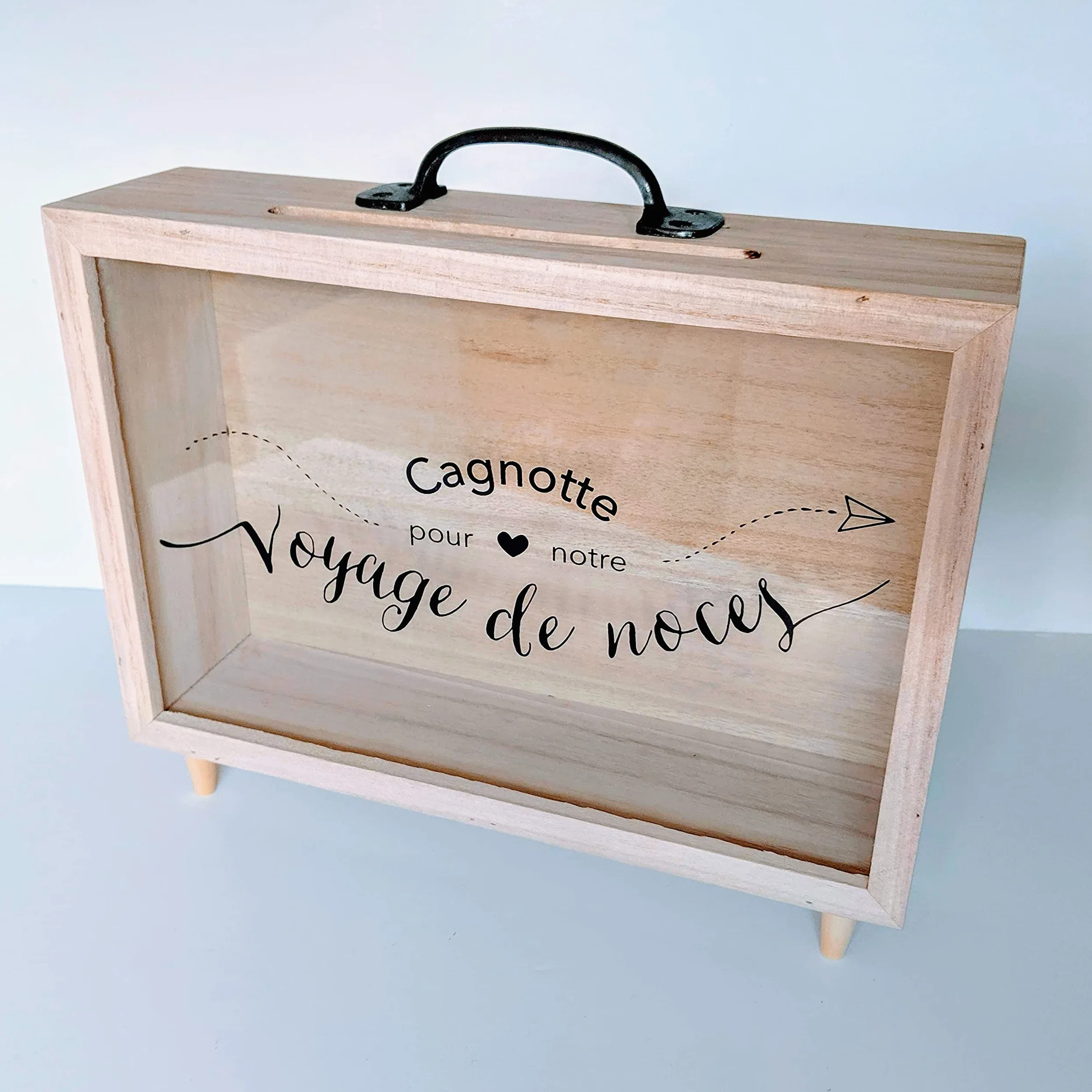 Urne mariage - Urne transparente - Tirelire - Boite en bois - Caisse en bois | Decoration mariage champetre - Cadeau invites enveloppes - Accessoire