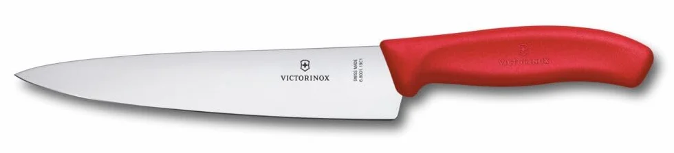 Victorinox Swiss Classic, Couteau à trancher professionnel, Lame extra-tranchante, tranchant droit, 19 cm, Poignée plastique, Acier inoxydable, Rouge