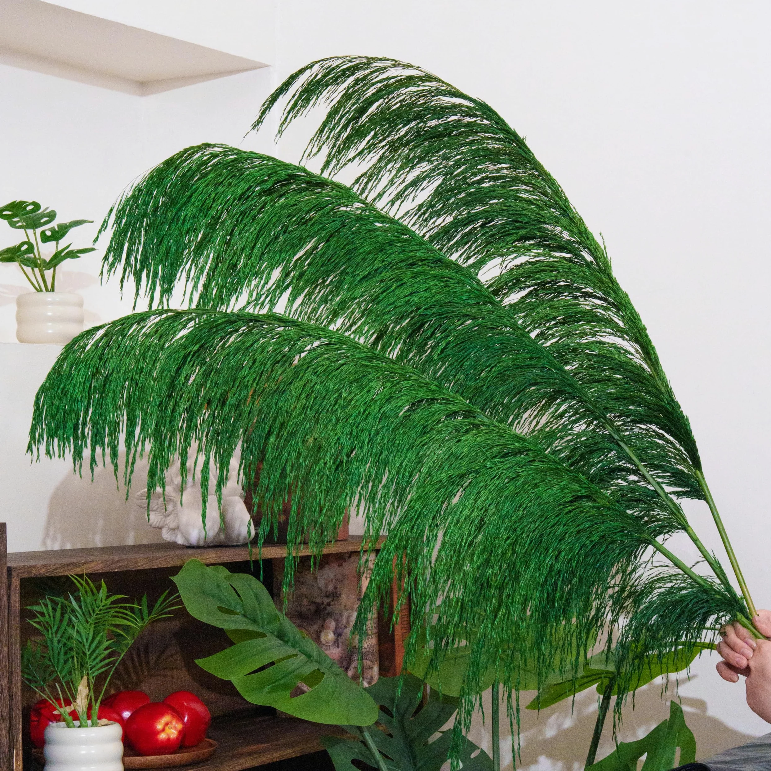 Lot de 8 Herbes de Pampa Vertes Séchées - 80 cm - Décoration Naturelle Salon - Plantes Séchées Parfumées - Style Bohème Chic - Intérieur Maison - Décoration Murale Élégante