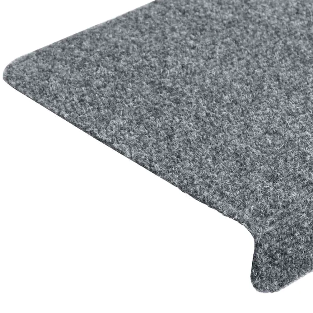 vidaXL Tapis d'escalier Autocollants 15 pièces 65 x 21 x 4 cm Gris Clair Bord rectangulaire