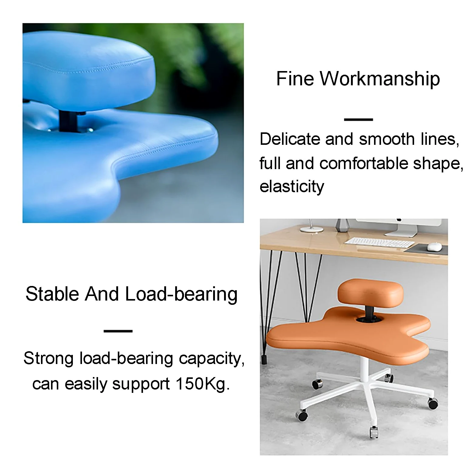 Chaise à Genoux Réglable en Hauteur, Tabouret Ergonomique pour Bureau à Domicile, pour Les Travailleurs Informatiques et Les Amateurs de Yoga (Color : Negro)