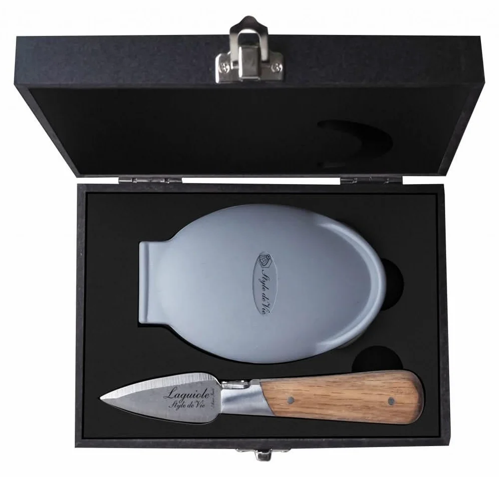 Laguiole Style de Vie Couteau à huîtres Luxury Line en chêne avec cale-huître