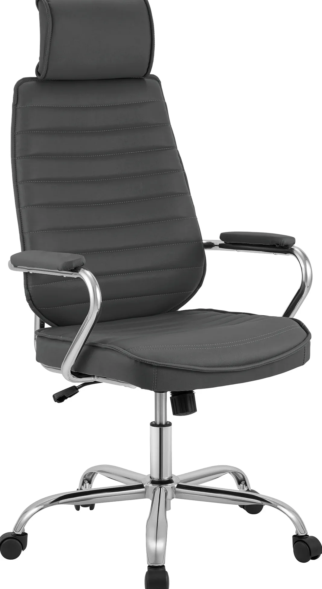 CLP Chaise de Bureau Ergonomique Rako, Réglable en Hauteur, Pivotante en Cuir Synthétique, Dossier avec Appui-tête, Accoudoirs Rembourrés, Couleur:Gris