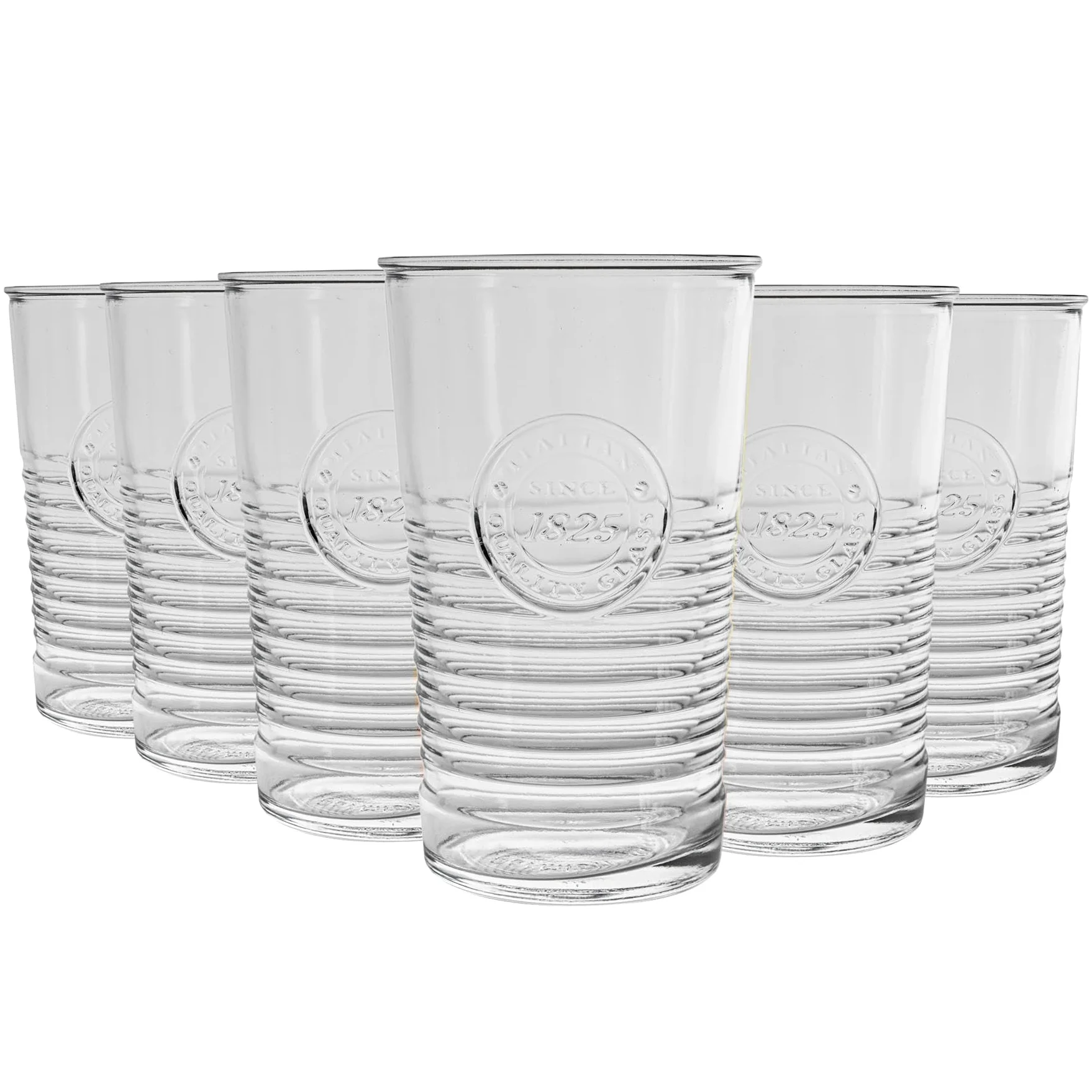 Bormioli Rocco Officina 1825 Highball Verres Set - Cocktail Vintage Verre Coupe Italienne Gobelets - 475ml - Lot de 6
