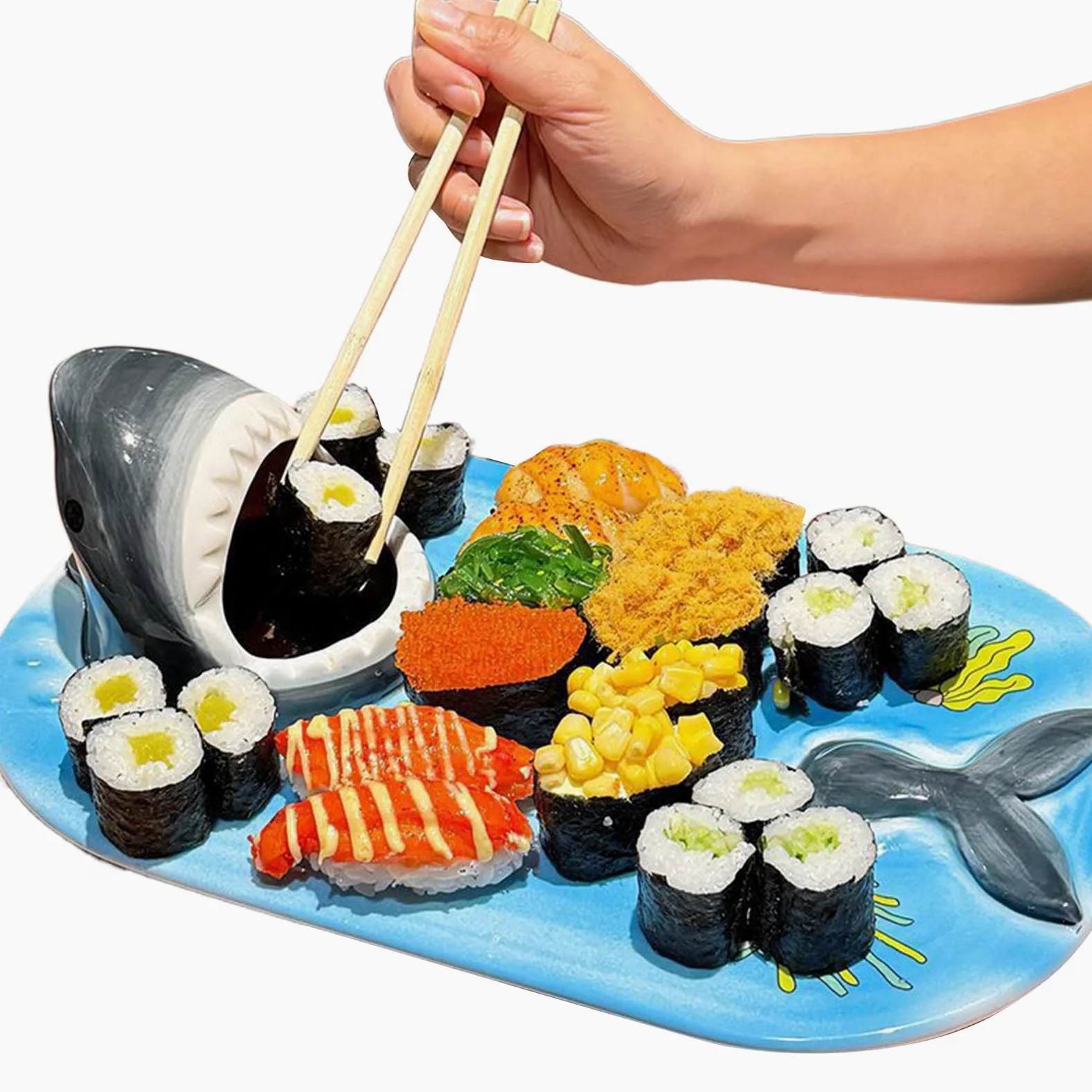 Assiette Sushi Requin Vaisselle Résistante Aux Hautes Températures | Assiettes À Dessert Requin Pour Dumplings Fruits Fêtes Maison Restaurant