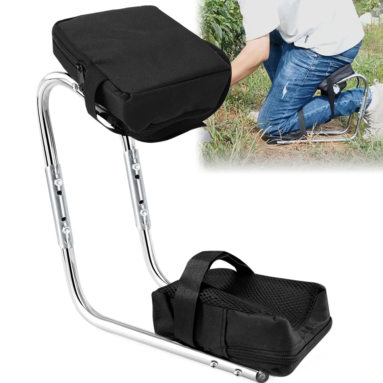 Tabouret de jardin réglable, siège genoux, ergonomique, pour jardinage, travaux de réparation, pêche