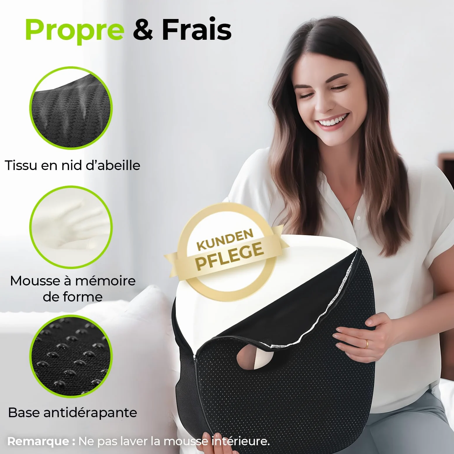 AUVON Coussin Chaise, Coccyx orthopédique, Chaise Bureau Ergonomique mémoire de Forme en U pour soulager Les hémorroïdes et la sciatique, Voiture, Fauteuil Roulant et Grossesse