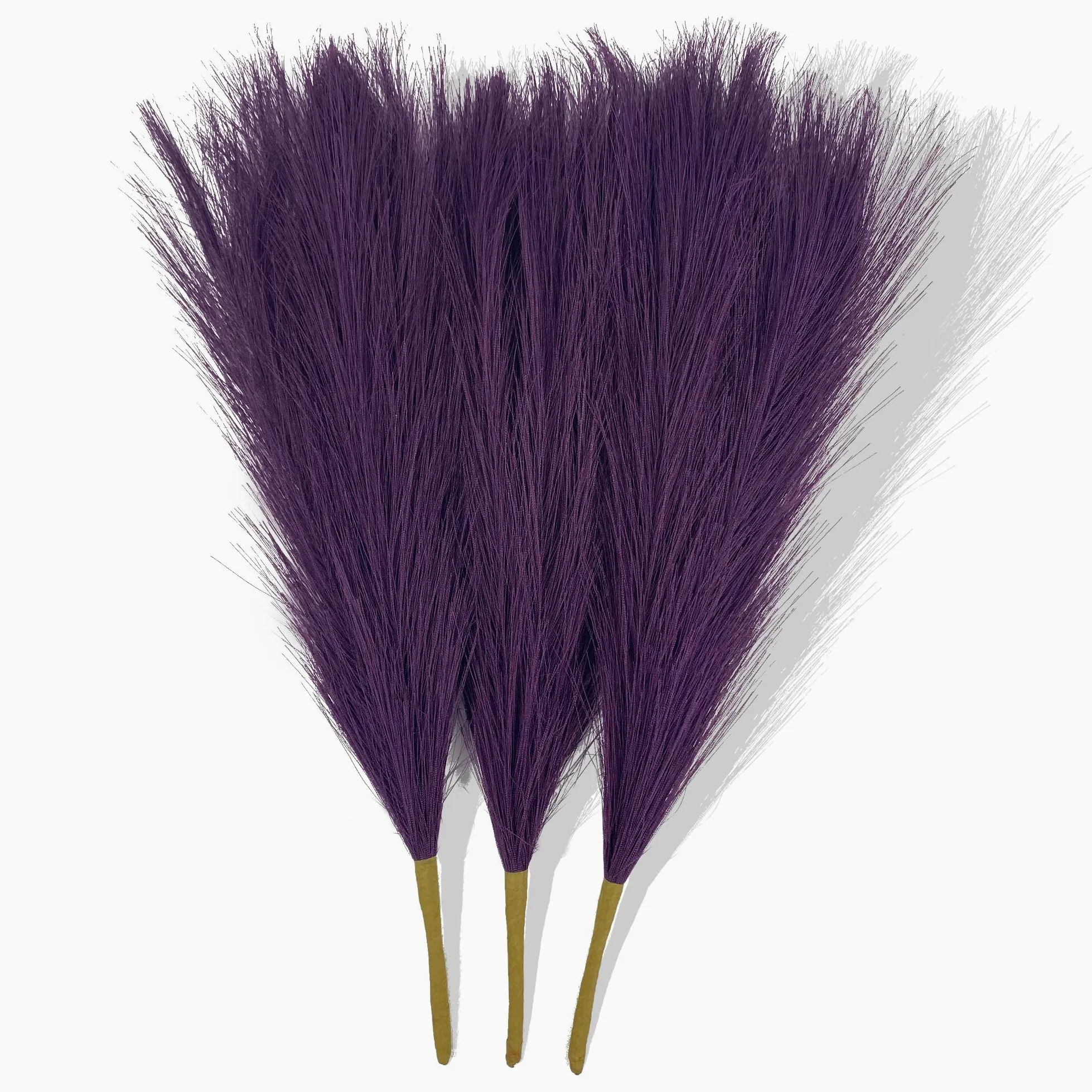 Lot de 3 herbes de la pampa artificielles duveteuses - Arrangement floral et remplissage de vase - Pour décoration d'intérieur et de mariage - Violet foncé