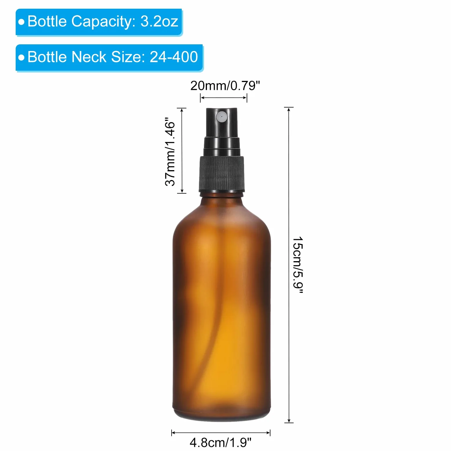 PATIKIL Lot de 12 vaporisateurs vides en verre de 118 ml - Anti-fuite - Vaporisateur à brume fine - Conteneurs rechargeables pour solutions de nettoyage des plantes et des cheveux - Marron noir