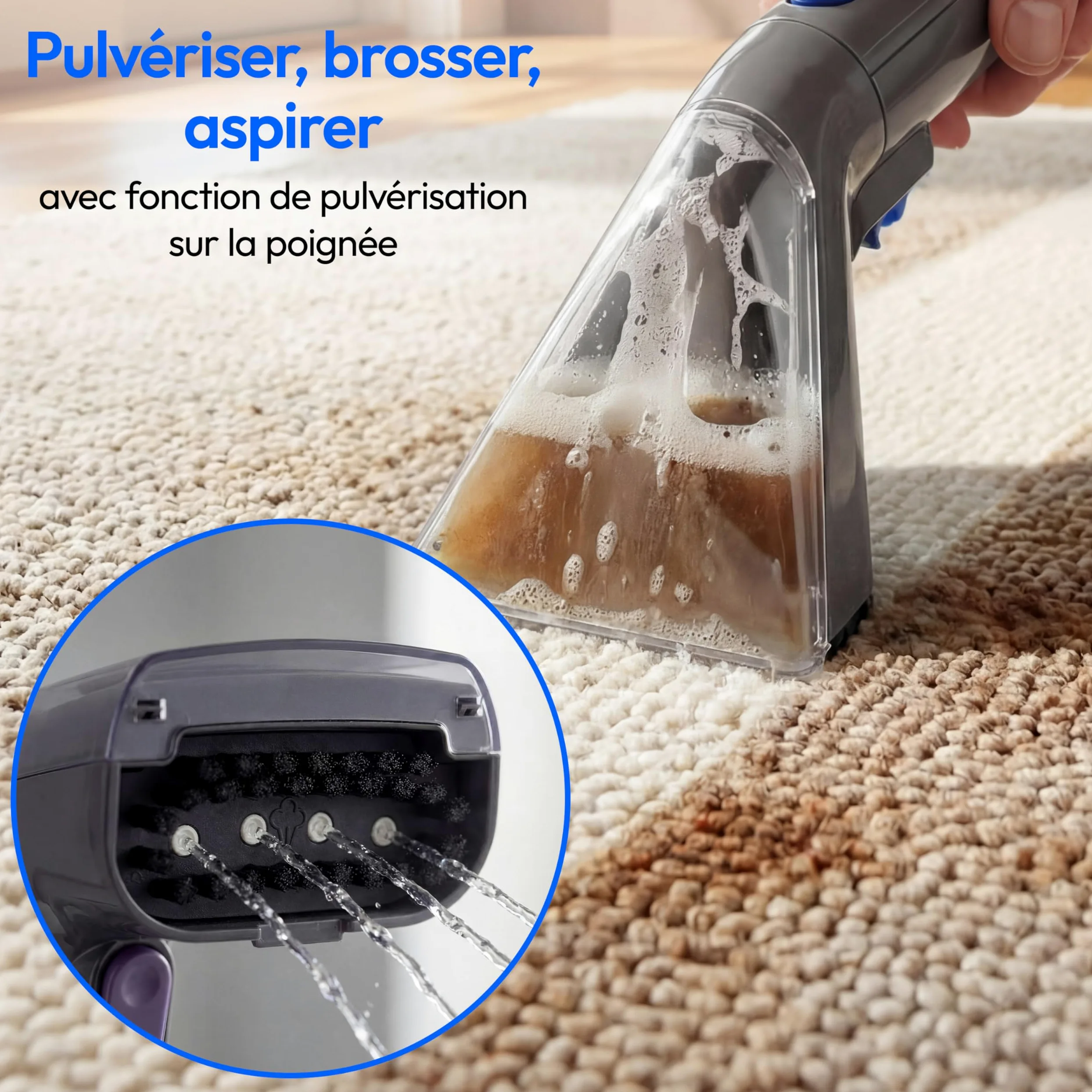 MEDION X10 UC Nettoyeur de tissus injecteur extracteur (Aspirateur eau pour tissus, moquettes et sièges auto, eau froide, eau chaude, vapeur, réservoir d'eau propre et d'eau sale, embout pour vitres,