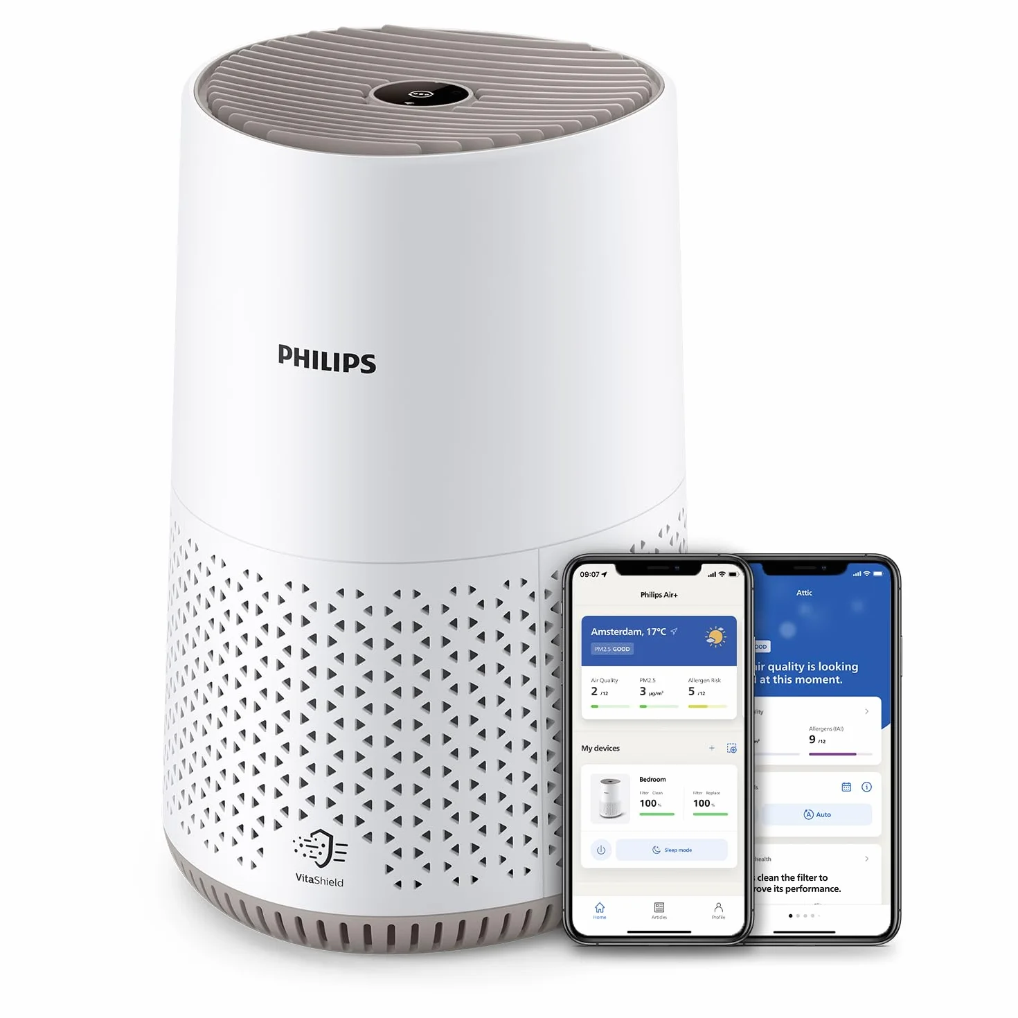 Philips Purificateur d'Air Séries 600, Ultra-silencieux et économe en énergie, éfficace contre allergies, Filtre HEPA élimine 99.97% des polluants, Jusqu'à 44m², Contrôle par App, Blanc (AC0650/10)