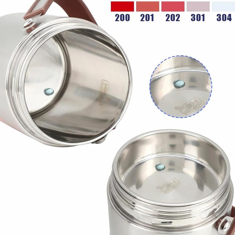 Thermique pour aliments et boissons chauds, boîte à lunch Récipient isotherme pour aliments Bocal sous vide Grande capacité en acier inoxydable Bento Flask Soup Garder au chaud Bouche large(1.6L)