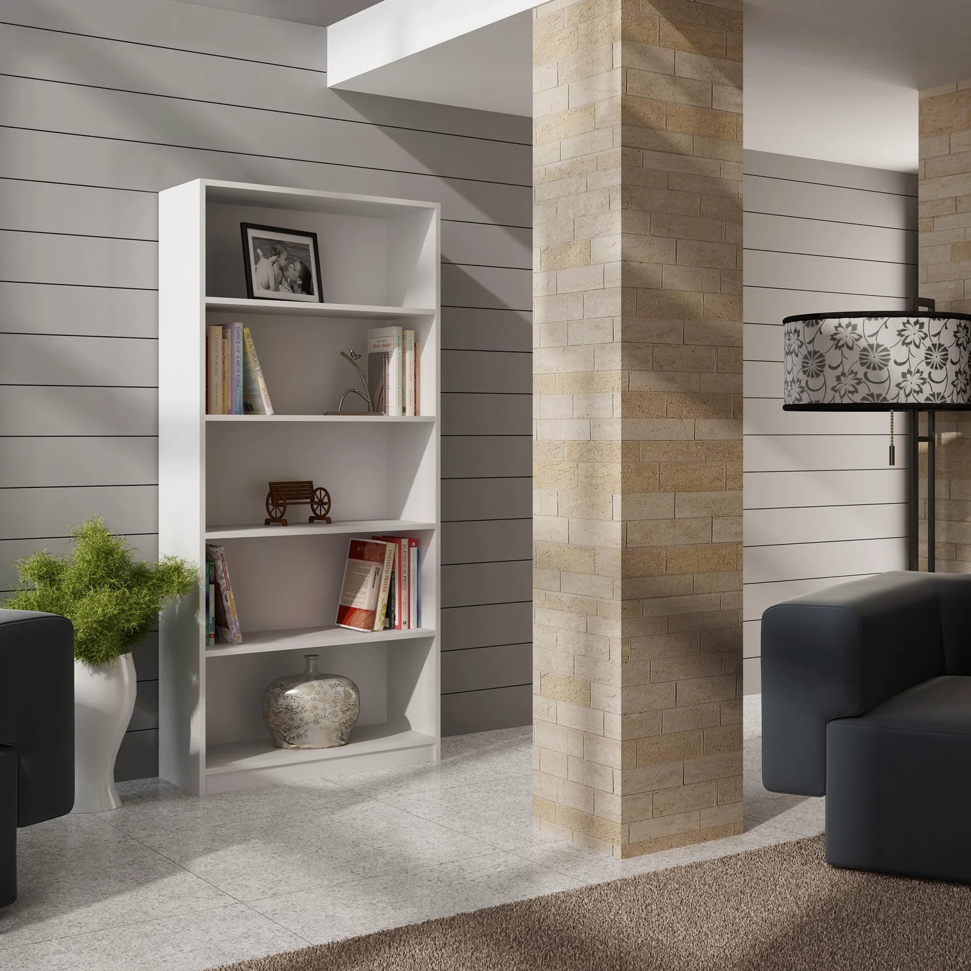 CDF Bibliothèque Ouverte Meuble à Case de Rangement avec Compartiments Colonne pour Bureau Salle à Manger Home Office Salon Livres Dossiers Décoration Chambre Modern Vertical - Blanc 60 cm