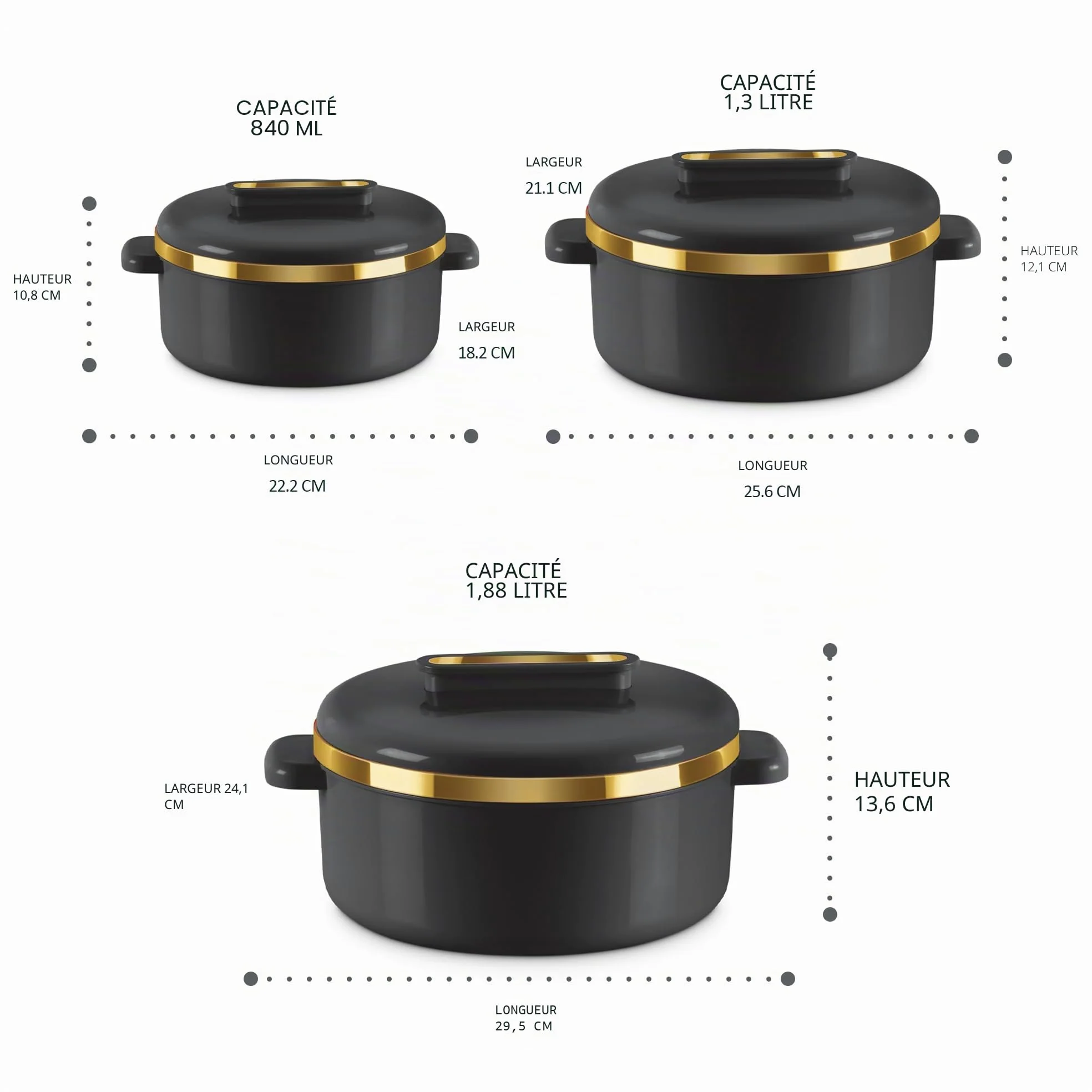 MILTON Lot de 3 cocottes isothermes avec couvercle 2,1/1,5/1 pinte – Bol de service thermique pour soupe/salade – Récipient à aliments chauds en acier inoxydable – Meilleur cadeau pour les mamans
