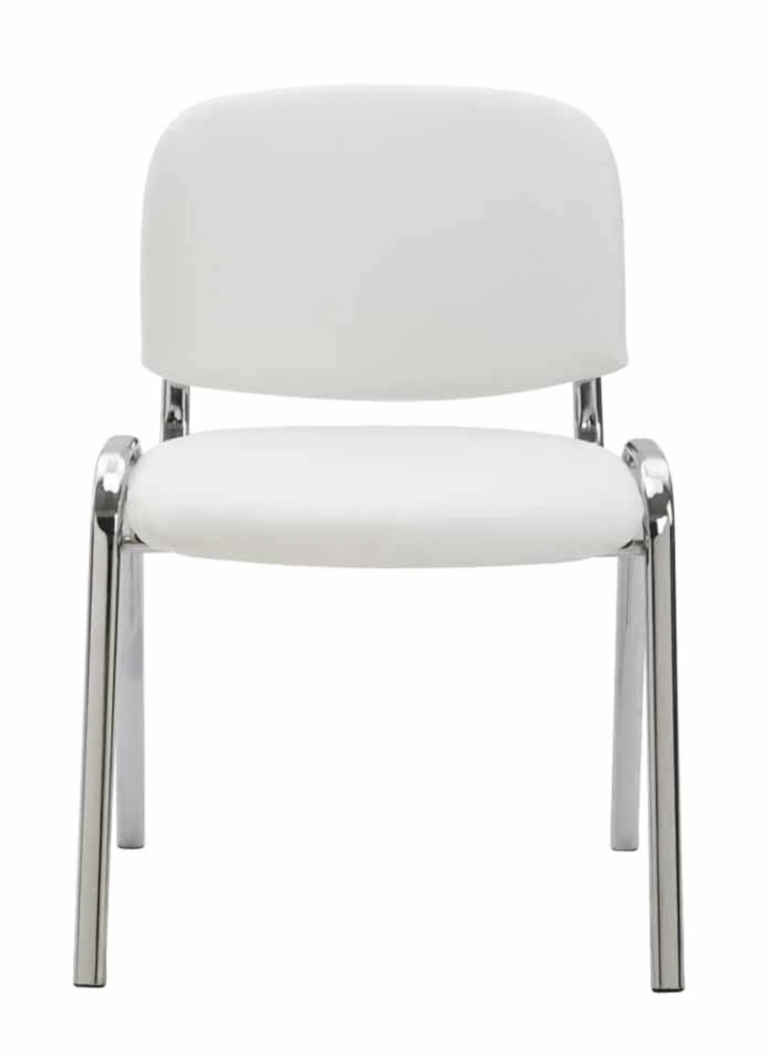 CLP Lot de 4 Chaises De Conférence Ken en Similicuir I Chaise Visiteur avec Piétement en Métal Chromé, Couleur:Blanc