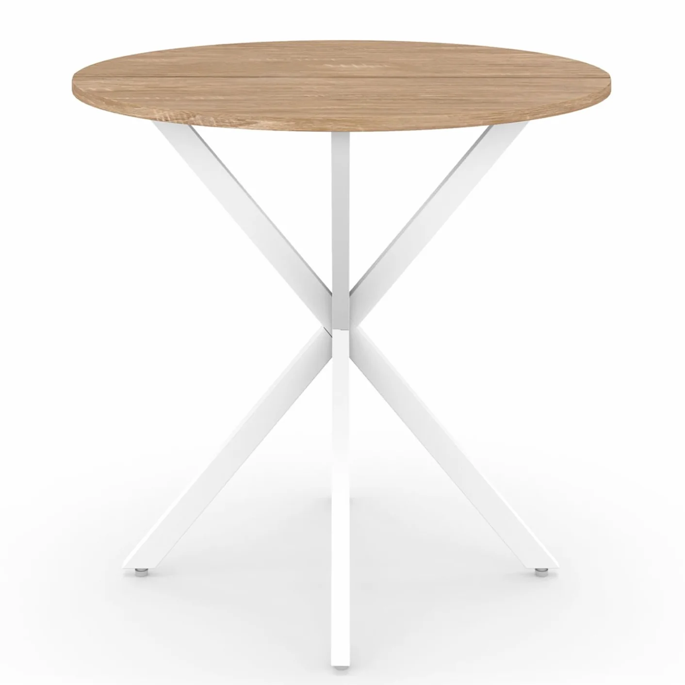 IDMarket - Table à Manger Ronde Alix 4 Personnes Pied araignée Bois et Blanc 80 cm