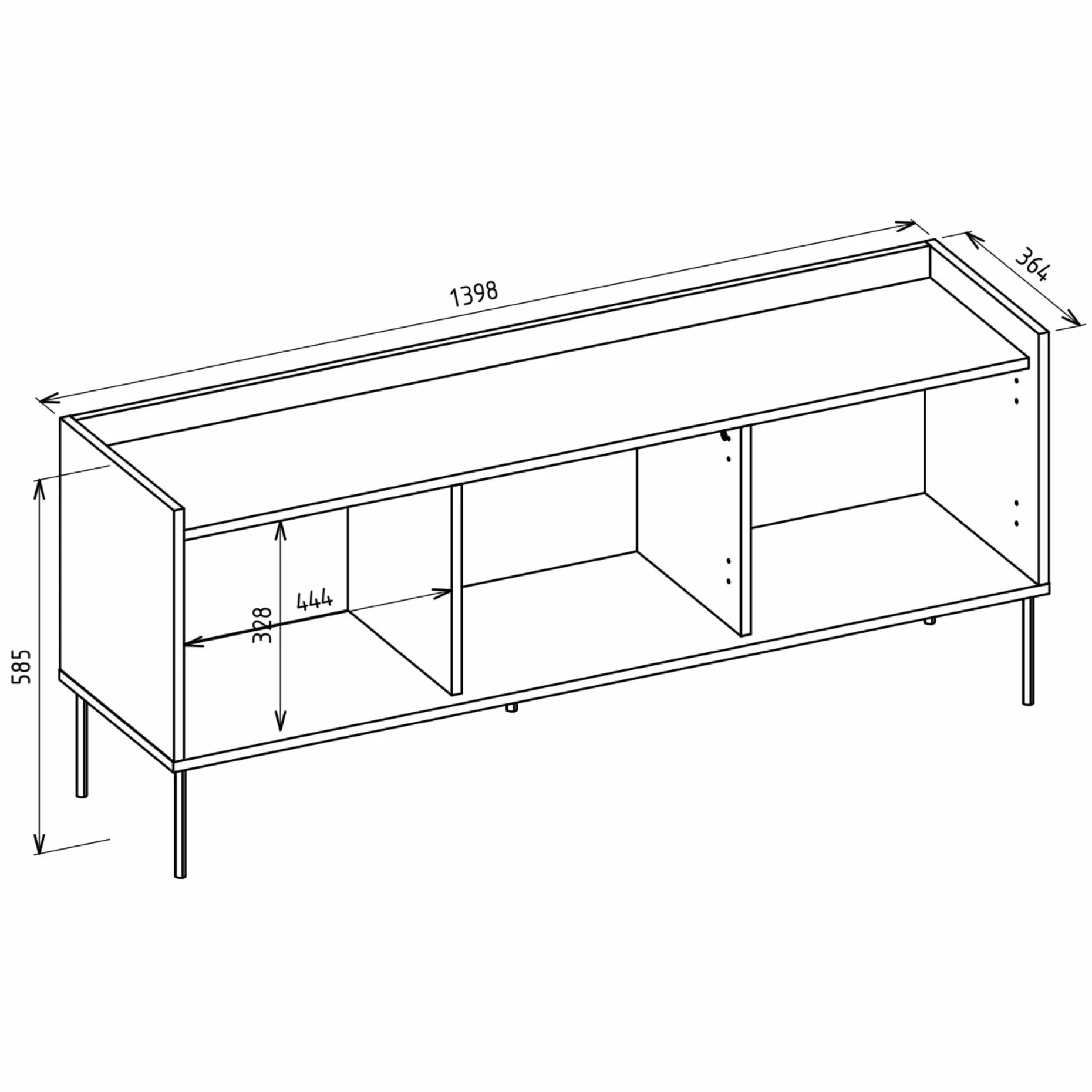 Selsey Meuble TV 140 cm Design Moderne Chic en Taupe Finitions Mat Panneau de Particules Laminé Robuste Pieds Métalliques Espace de Rangement Conçu en Pologne