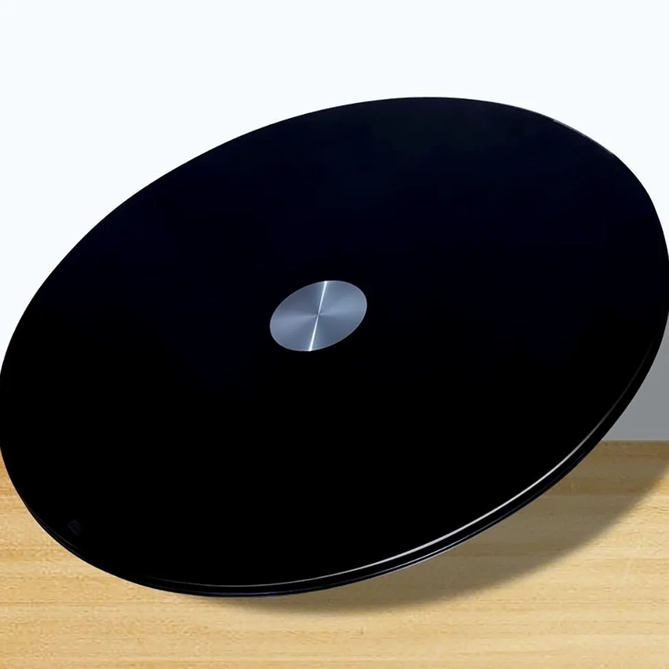 Plateau Tournant En Verre Trempé Lazy Susan Noir, Grand Plateau Rotatif De 60cm 80 cm 100cm, Pour Table De Salle À Manger, Assiette De Service De Table D'hôtel À Domicile, Facile À Partager La Nourrit