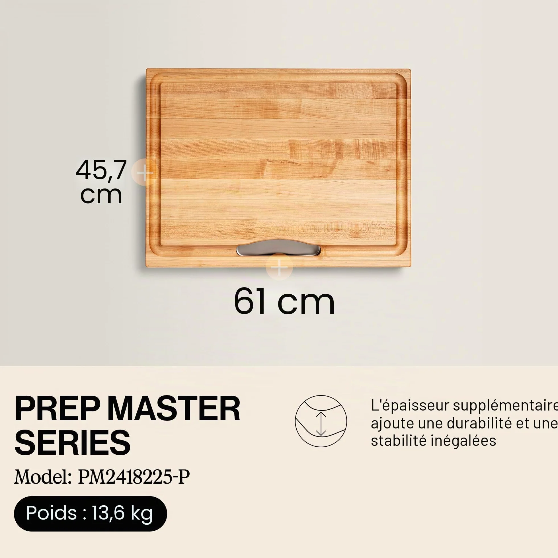 Boos Block Planche à Découper avec Égouttoir - 38,1 x 35,6 x 5,7 cm | Planche Erable d'Amérique Du Nord - Billot De Cuisine - Planche a Decouper Professionnelle