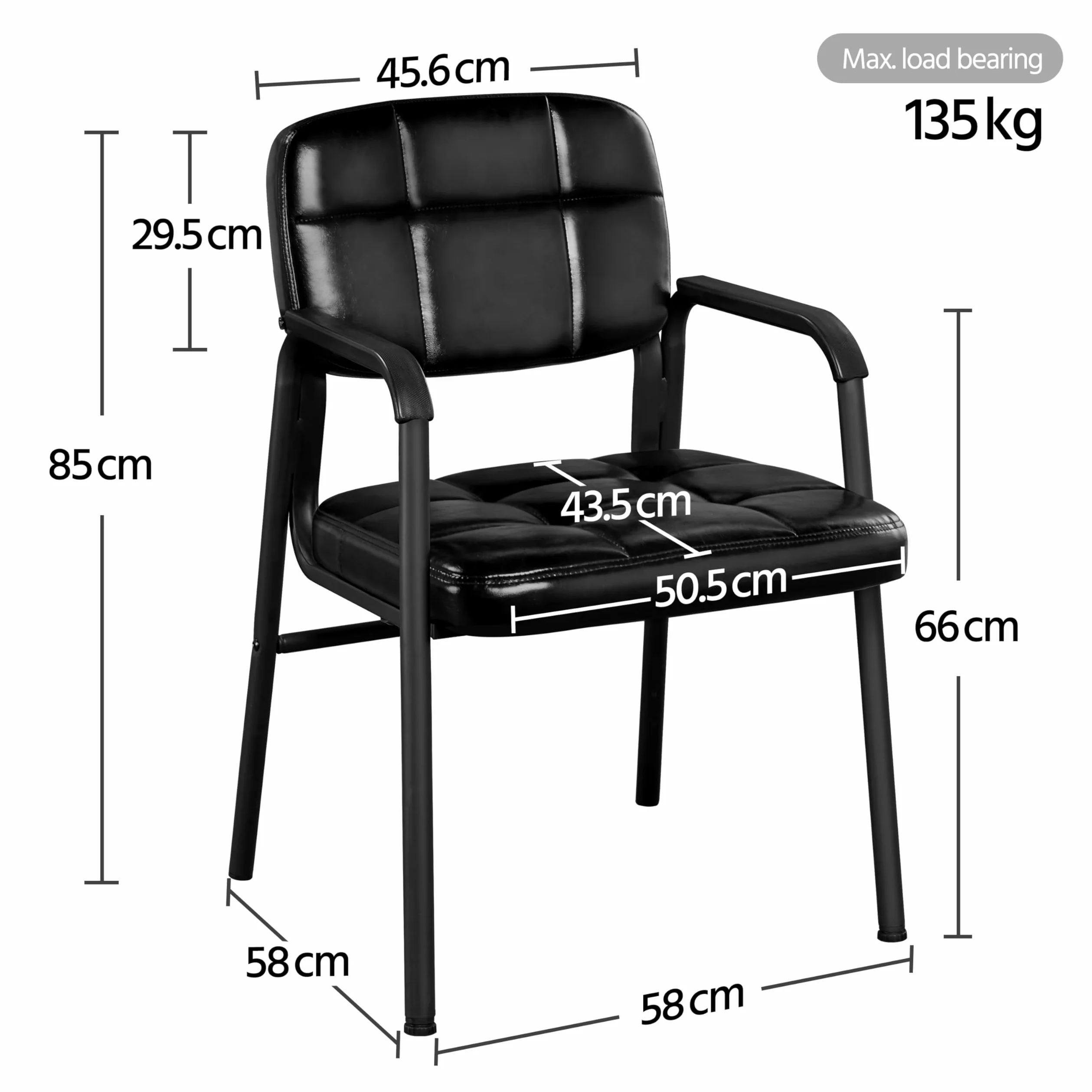 Yaheetech Chaises de Visiteur Fauteuil Salon Fauteuil d'accueil Visiteur Siège Rembourré en Smilicuir pour Bureau/Salle d'Attente/Cuisine Noir Lot de 2