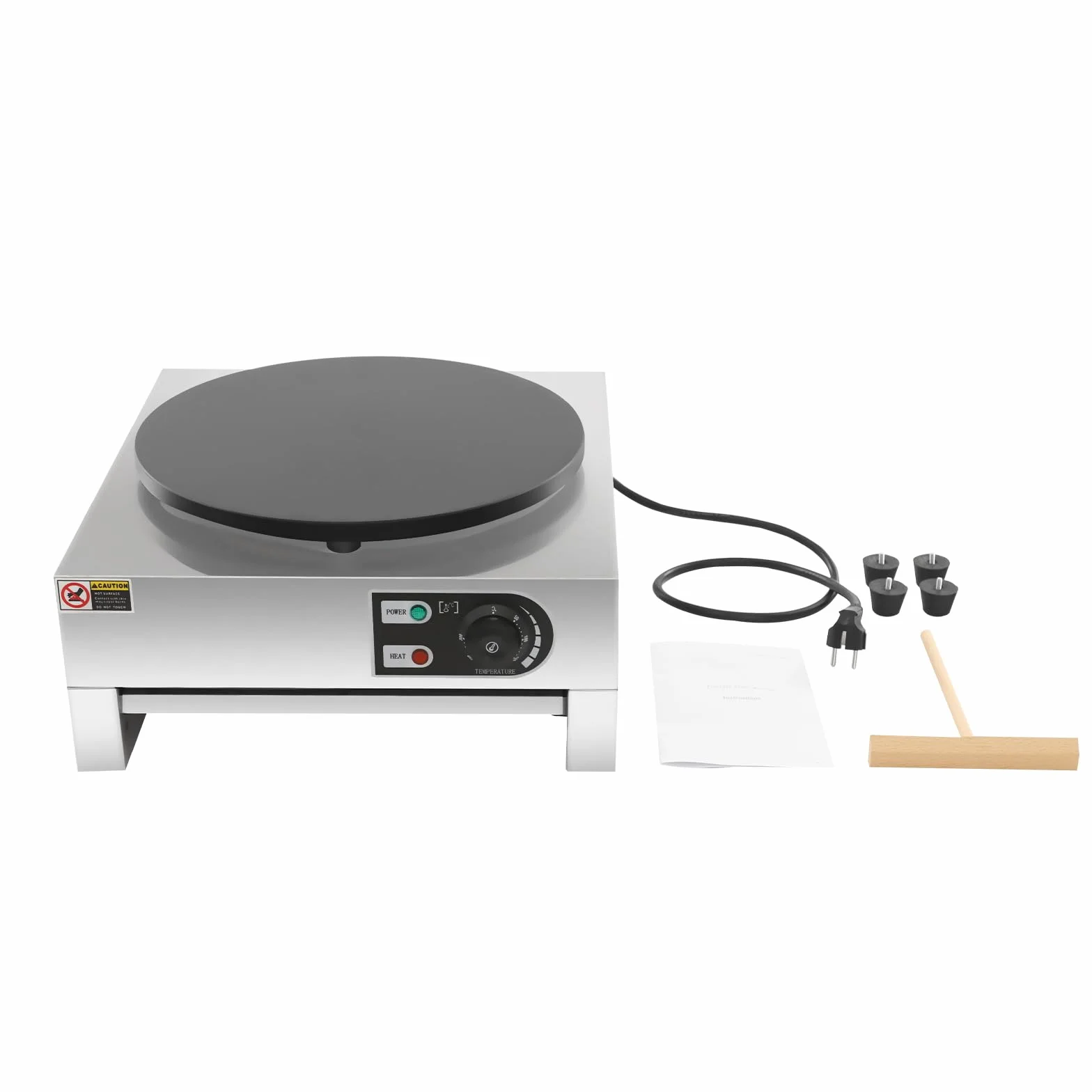 Appareil à crêpes 220V 3000W Crepegerät, Crepesmaker 50-300°C – avec plaque de grill et spatule, appareil professionnel pour crêpes et tortillas (diamètre 40cm) avec revêtement antiadhésif