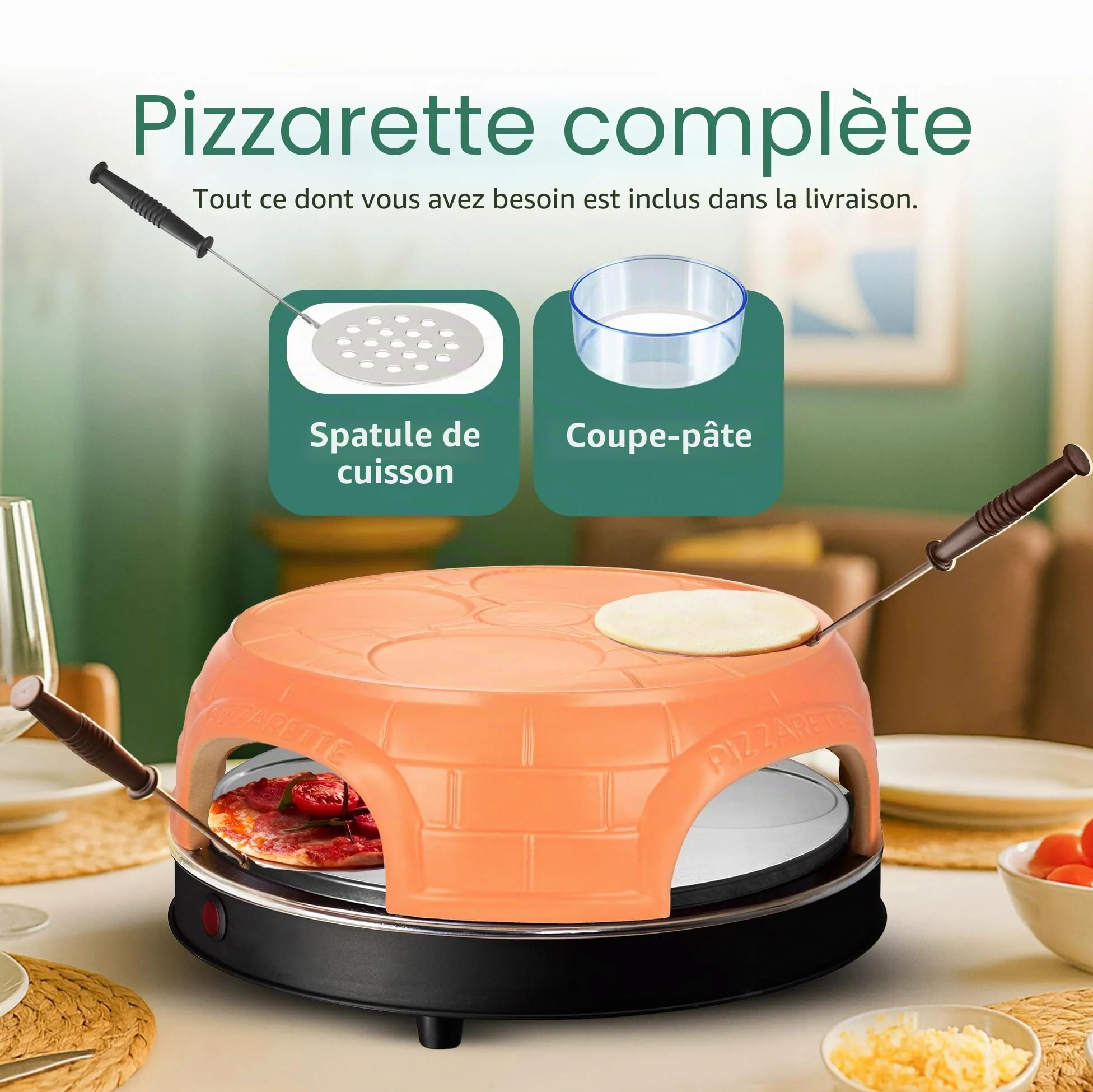 Emerio PO-115847.1 Four à pizza Terre cuite, noir