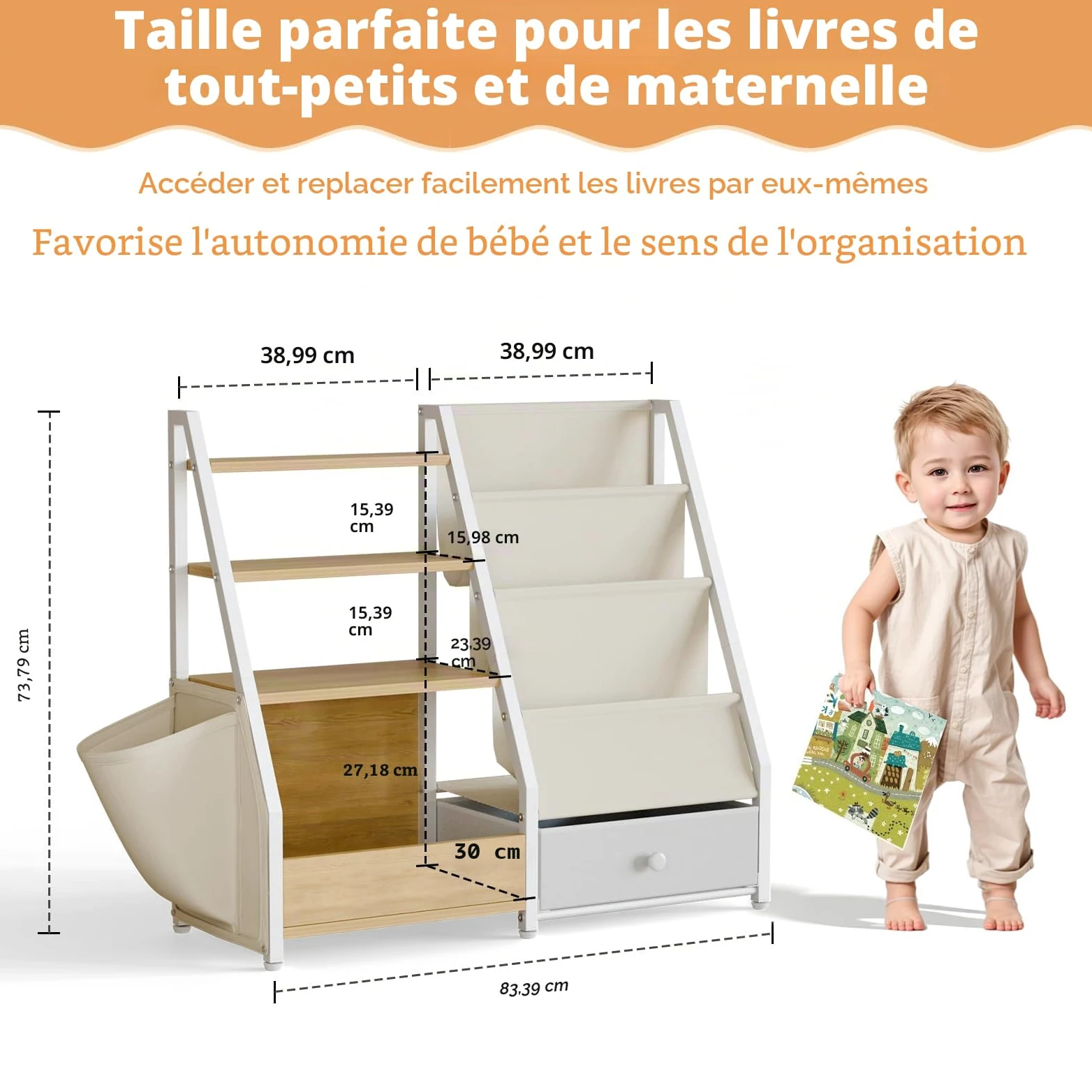 HAVLOTII Bibliothèque Enfant, Étagère Livres et Rangement Jouets