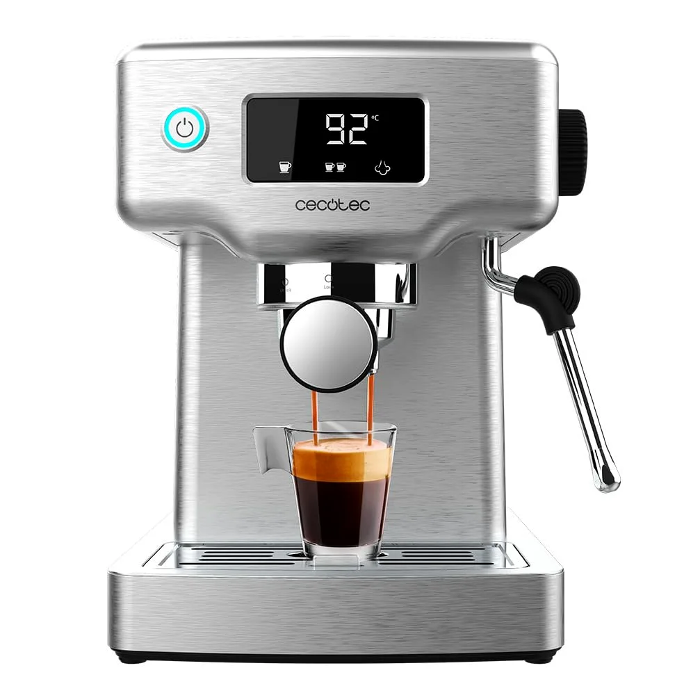 Cecotec Cafetière espresso Power Espresso 20 Barista Compact. 1465 W, Thermoblock, 20 bars, Vaporisateur, 2 tasses de café, Réservoir d'eau amovible de 1,8 litre, Plaque chauffe-tasses.