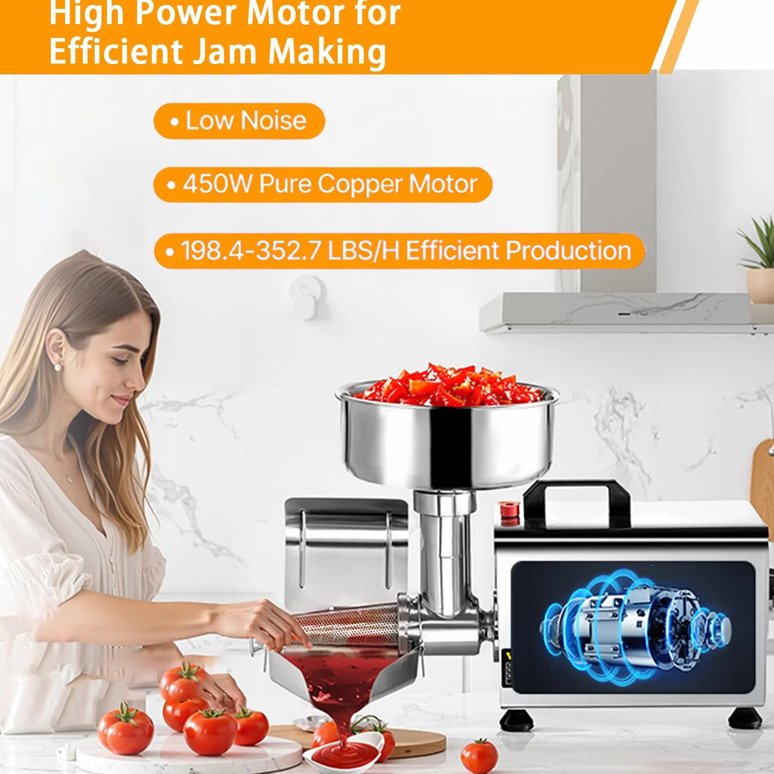 Machine à sauce tomate électrique – Passoire à fruits et légumes en acier inoxydable pour sauces et purées faites maison