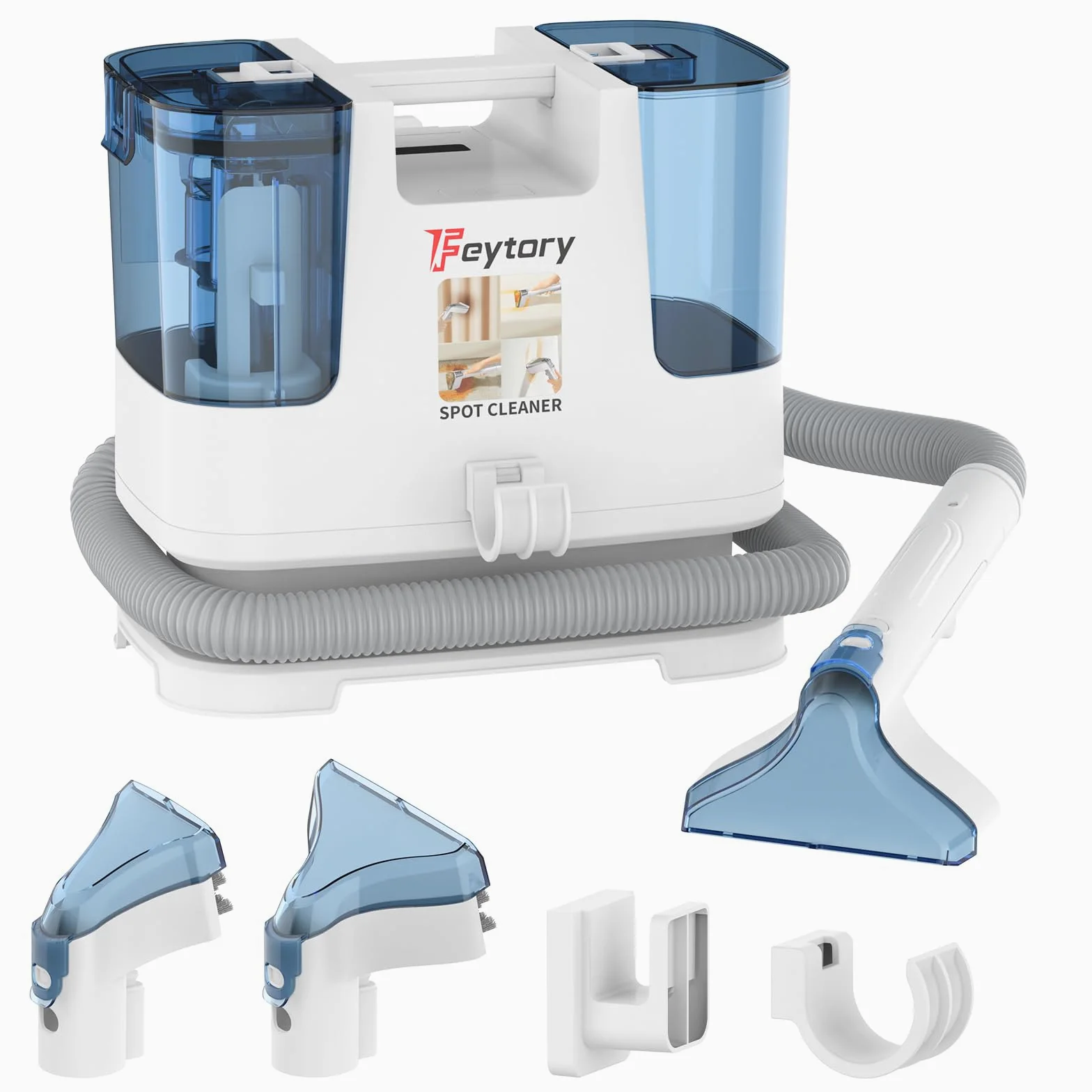 Shampouineuse Injecteur Extracteur 430W – Puissance 15KPa, 11000 tr/min, Réservoirs 0,6L Eau Propre/Sale, Clapet Anti-Débordement, Nettoyeur Canapé Tissu, Tapis, Matelas, Rideaux, Animaux