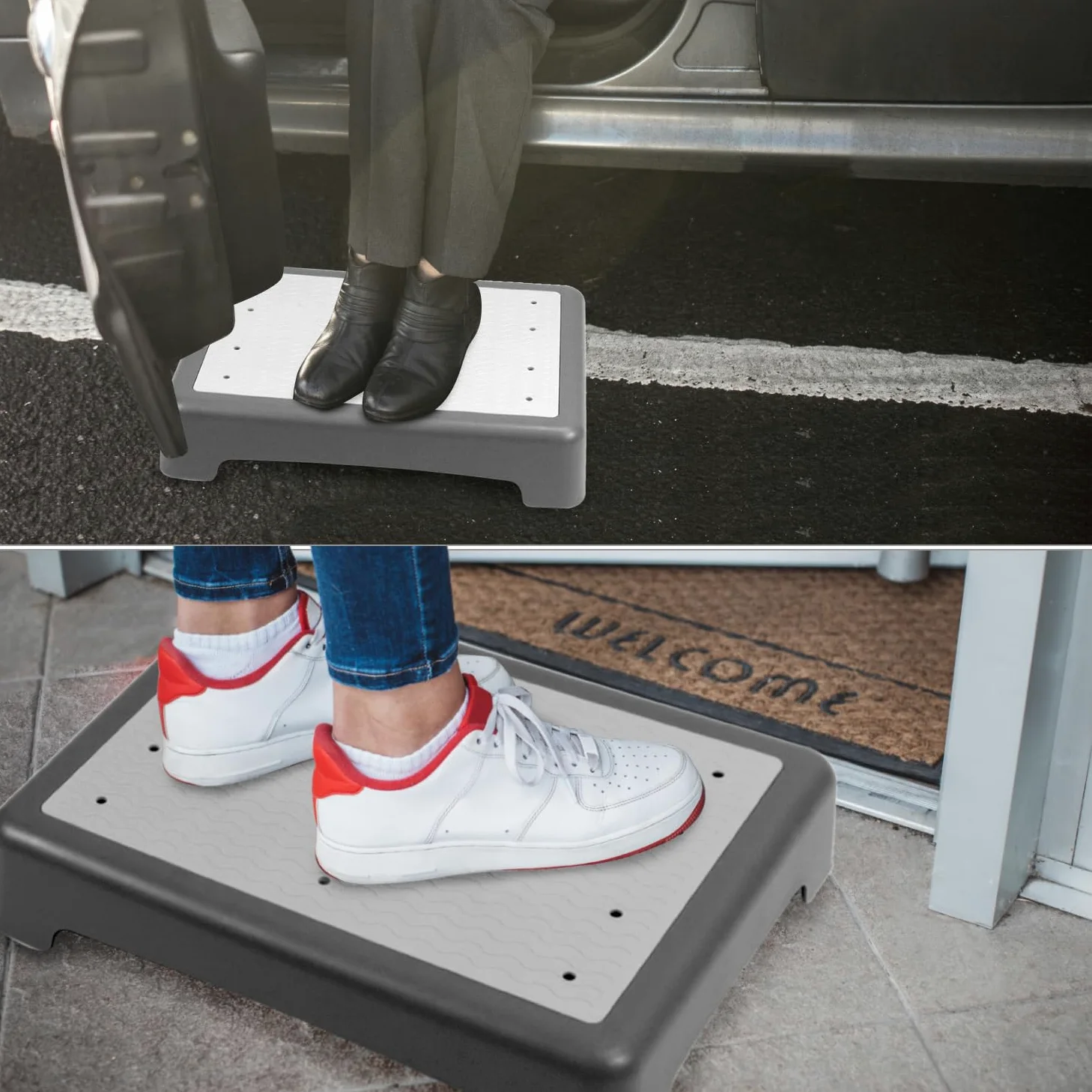 QWORK® Marchepied antidérapant 9 cm - jusqu'à 220 kg de capacité - pour Personnes âgées, Douche, Baignoire, Voiture, extérieur