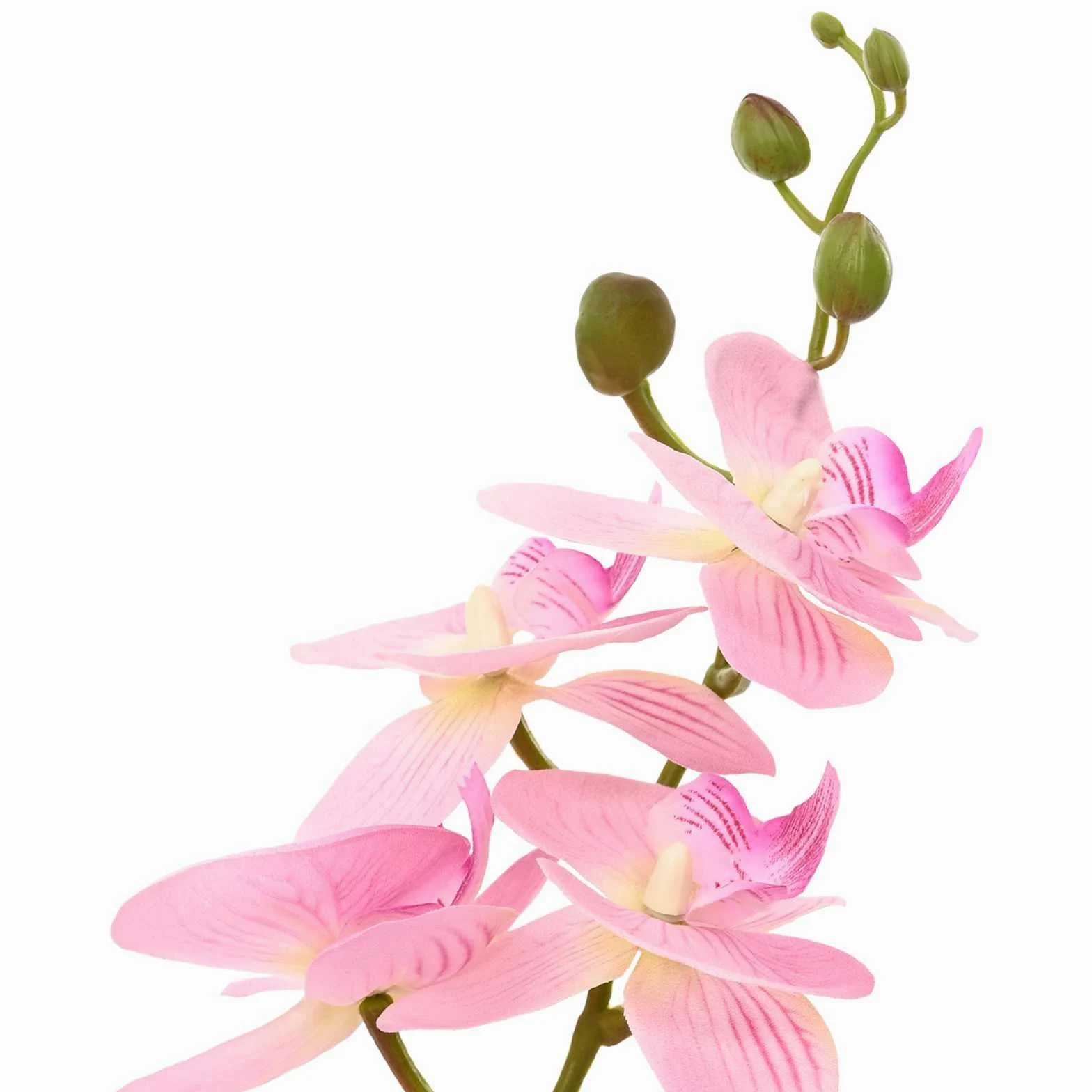 Plante d'orchidée artificielle avec pot rose - 45 x 15 x 65 cm - Fleur décorative en soie pour salon, chambre à coucher, entrée - Facile d'entretien