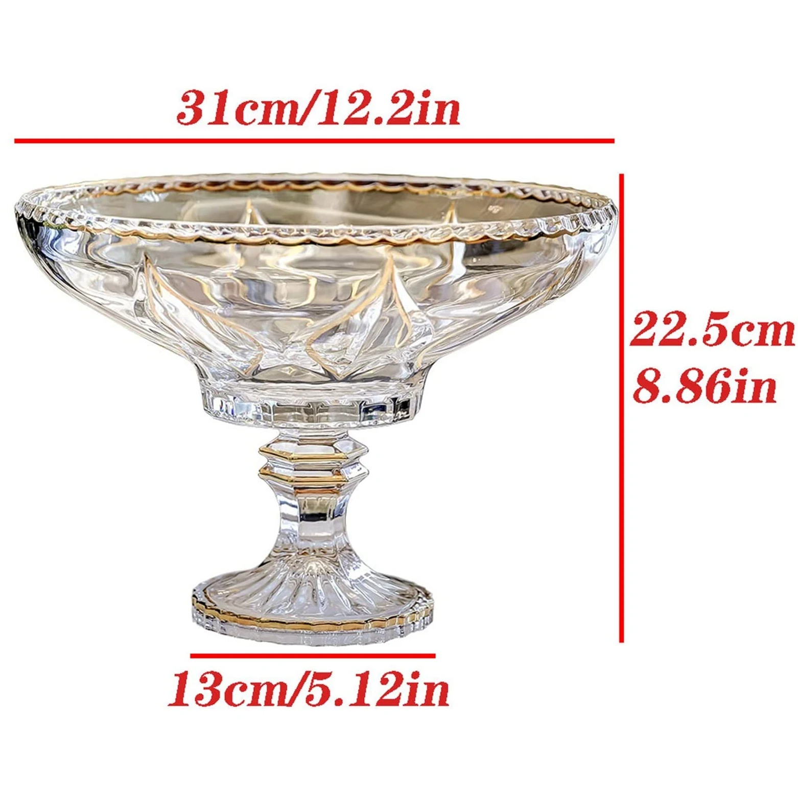 Corbeille à Fruits en Verre de Haute qualité, Bol à Fruits créatif à Pied Haut, Table Basse de Salon de Luxe légère, Assiette à Bonbons et collations, Plat à Fruits