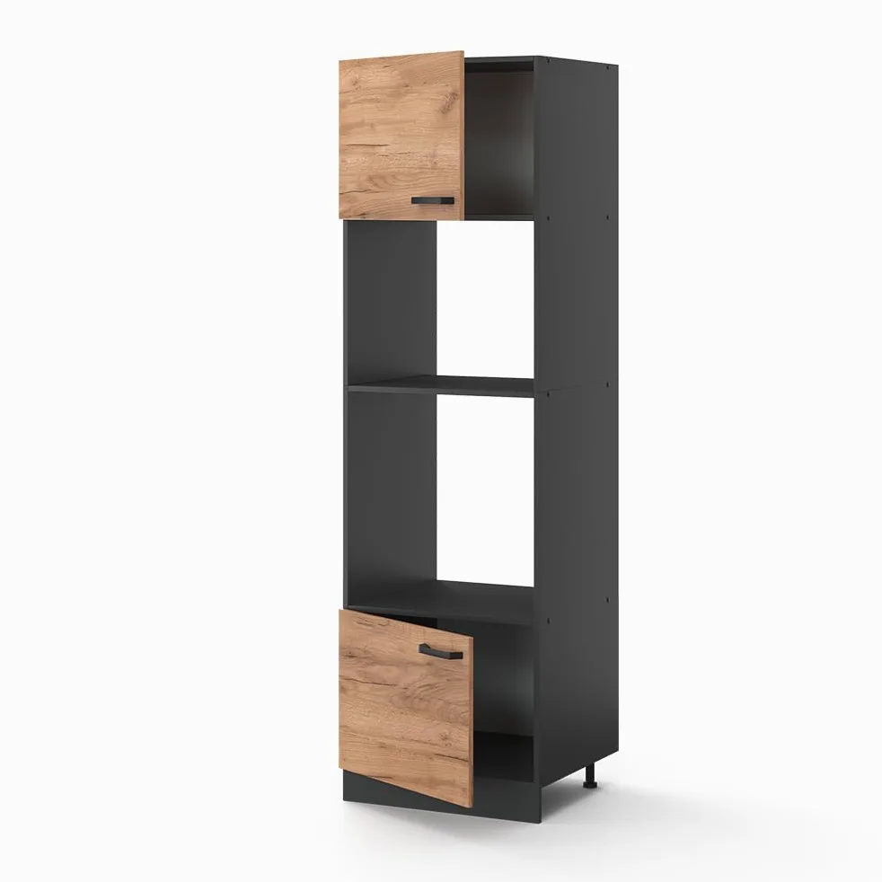 Vicco Armoire Micro-Ondes R-Line, Chêne de Force doré, 60cm, pour Une Combinaison Libre au Sein de systèmes de Cuisine modulaires