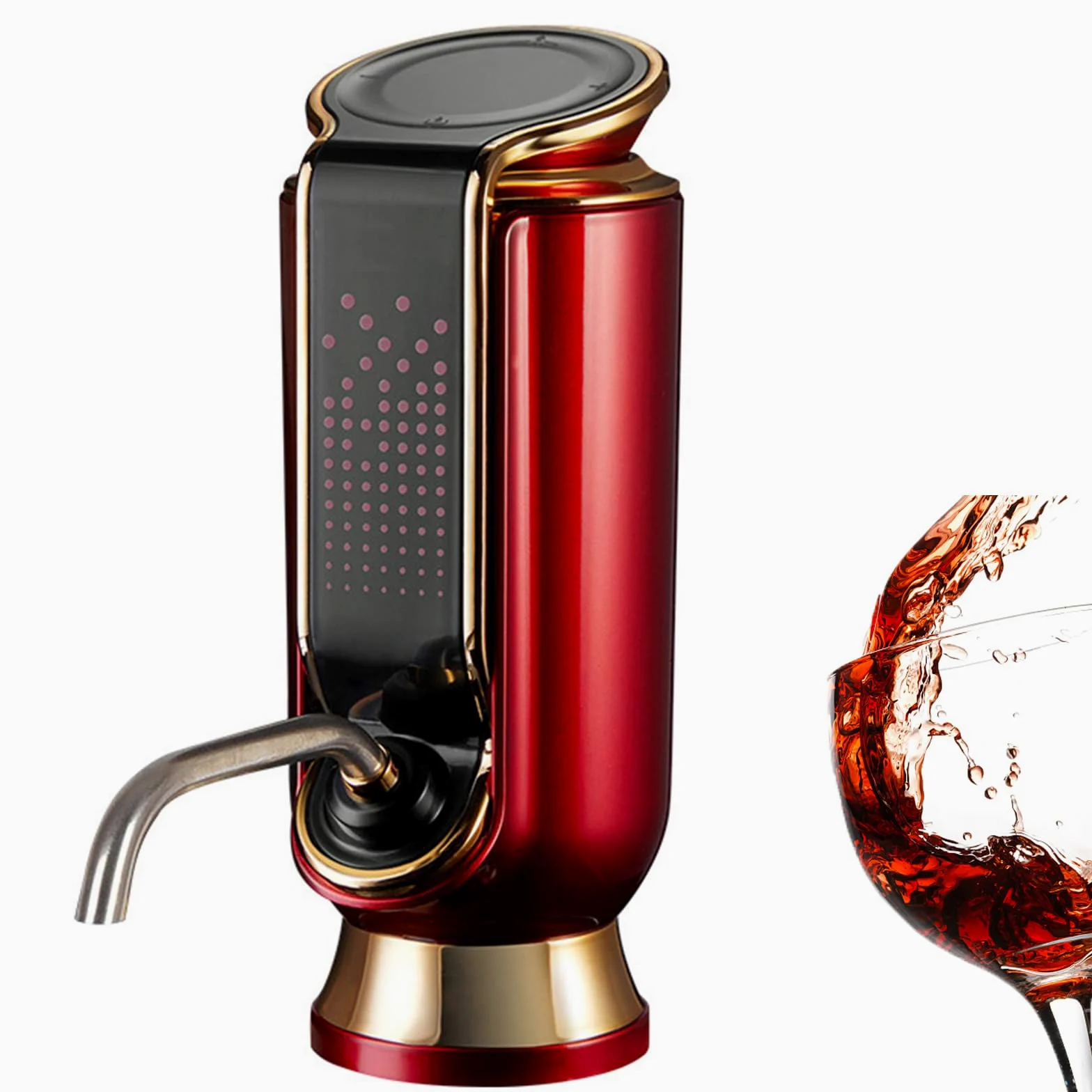 Aérateur de vin électrique à pompe – Bec verseur automatique avec écran LCD One-Touch – Décanteur de vin instantané portable