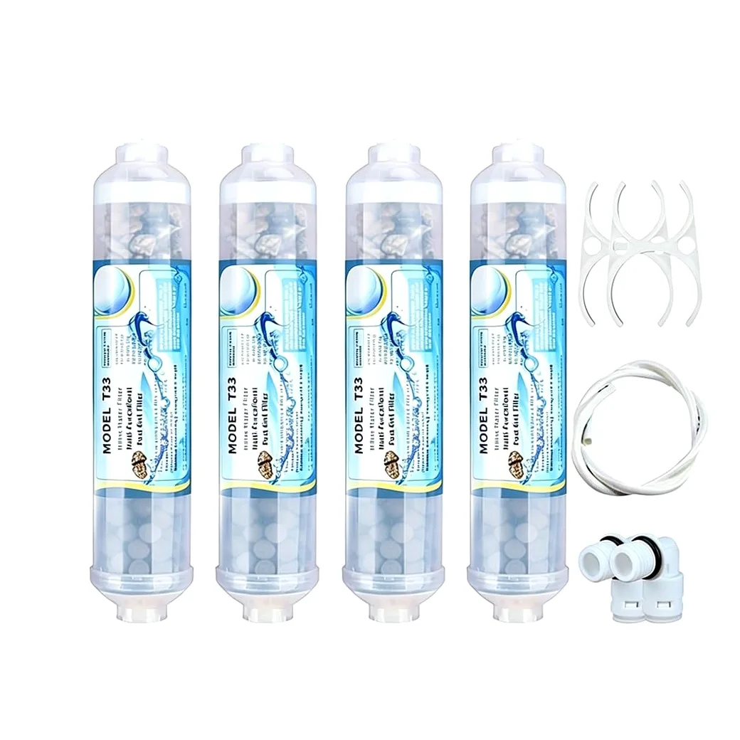 Lot 4 cartouches filtrantes minérales multifonctionnelles 4 en 1, format 10in, interface universelle, adaptées post-filtration domestiques