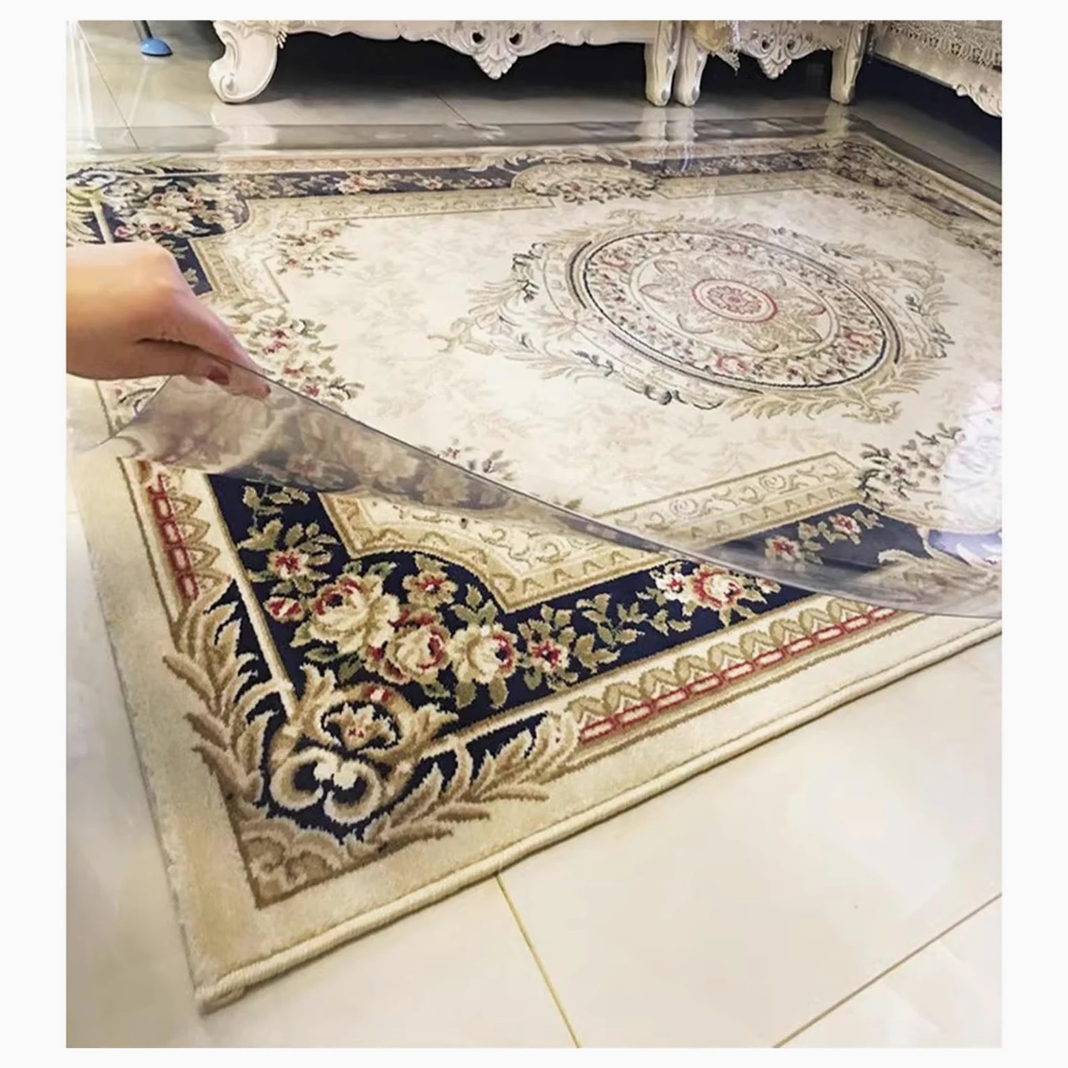 Tapis de couloir en vinyle transparent pour chaise de cuisine et de bureau de 60 x 400 cm de large, durable et antidérapant, élégant et fonctionnel