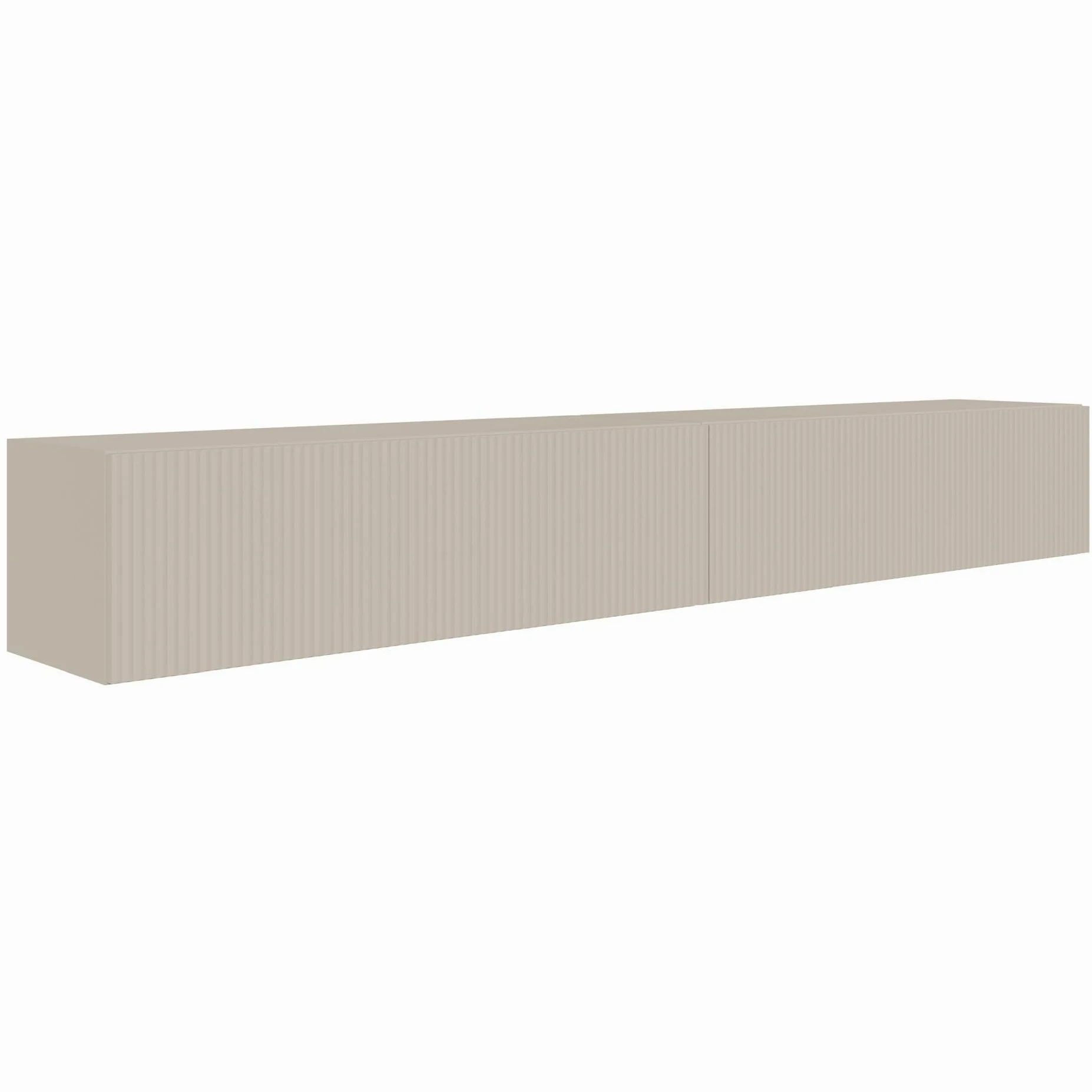 Selsey Meuble TV Suspendu 200 cm Greige Mat Design Moderne – Rangement à 4 Compartiments Façade Rainurée Idéal Déco Élégante et Contemporaine Salon/Chambre Panneau Laminé/MDF Solide